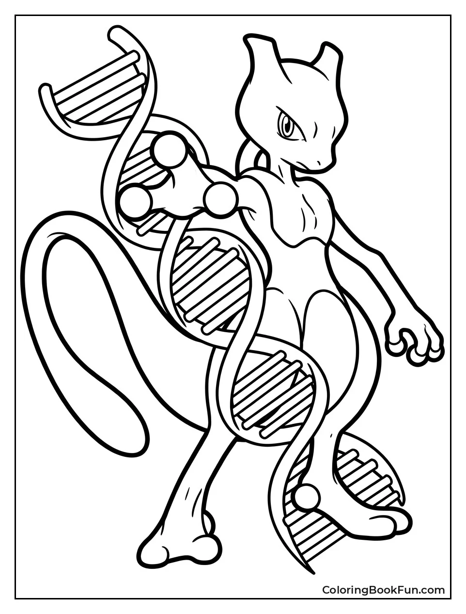 Mewtwo Stands Behind Giant Glowing DNA Helix