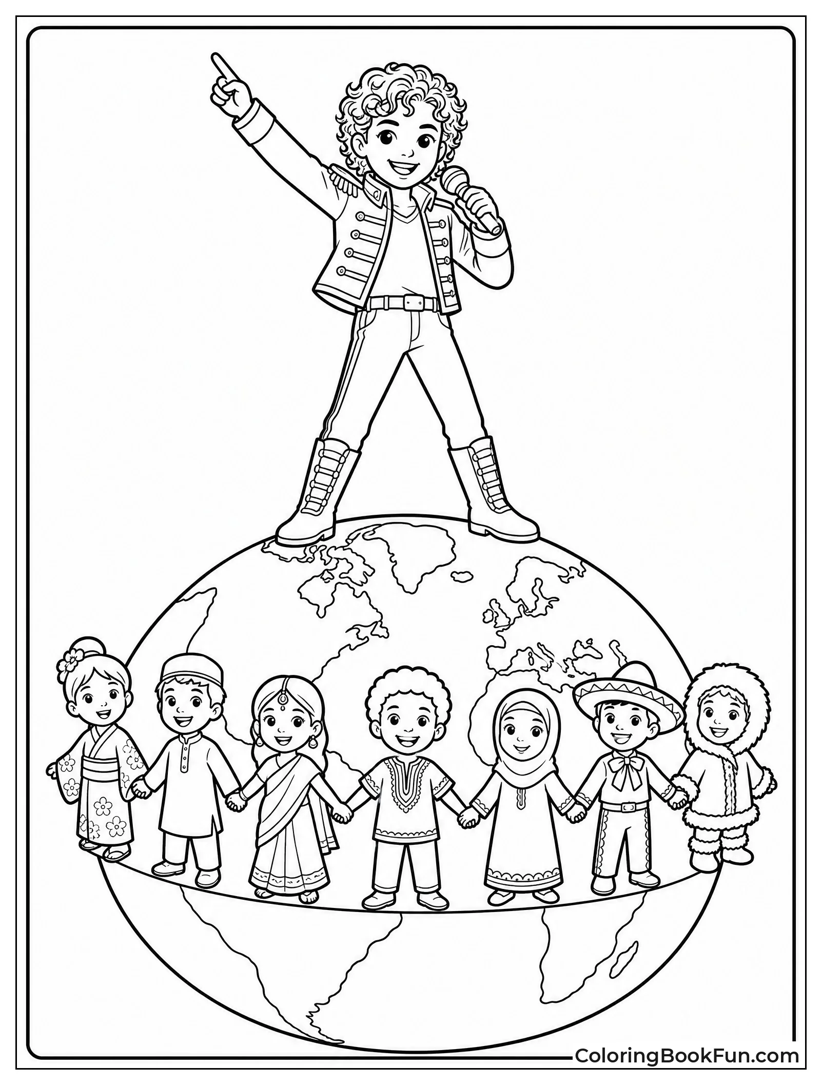 Michael on Globe with Children