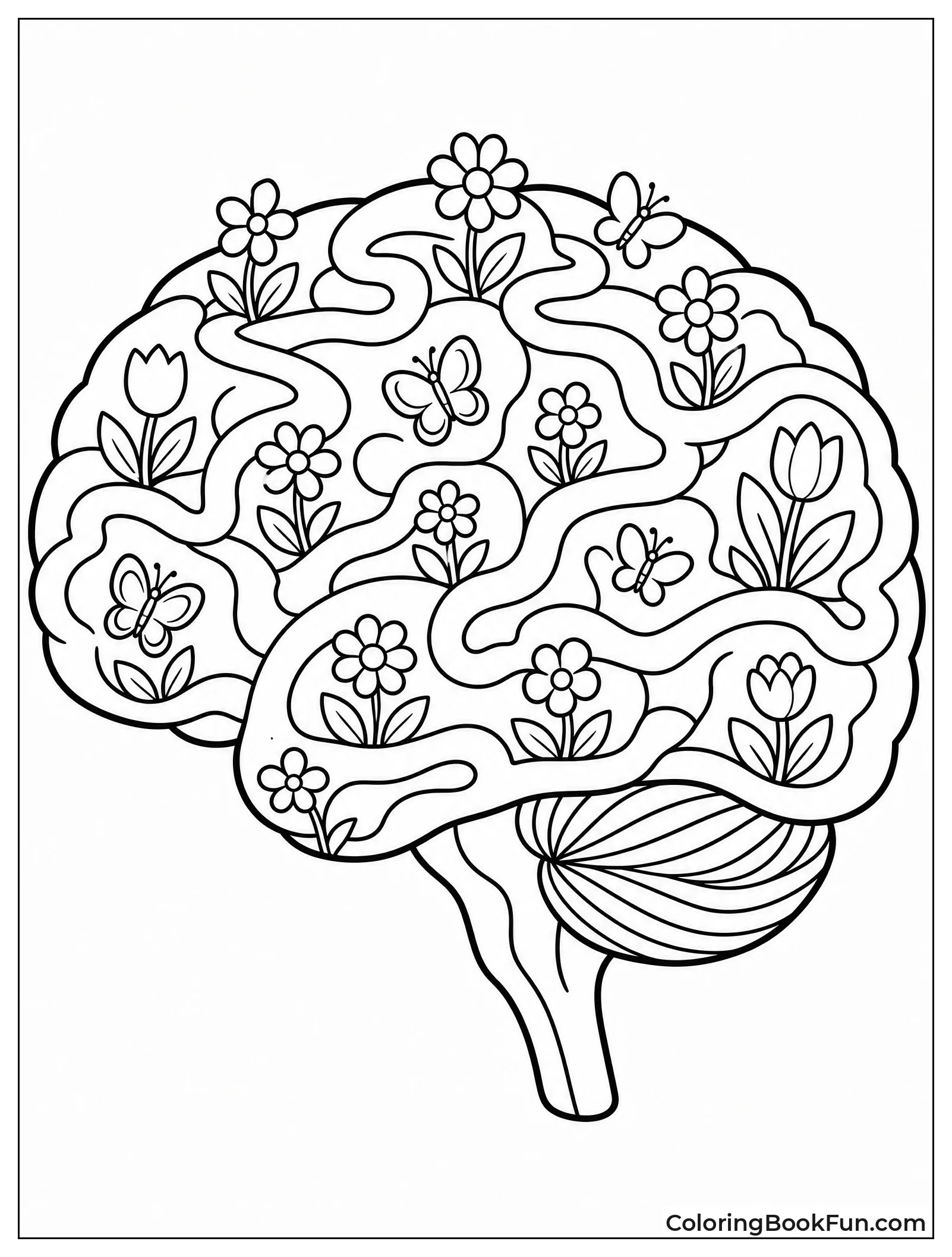 Brain Garden with Flowers Growing
