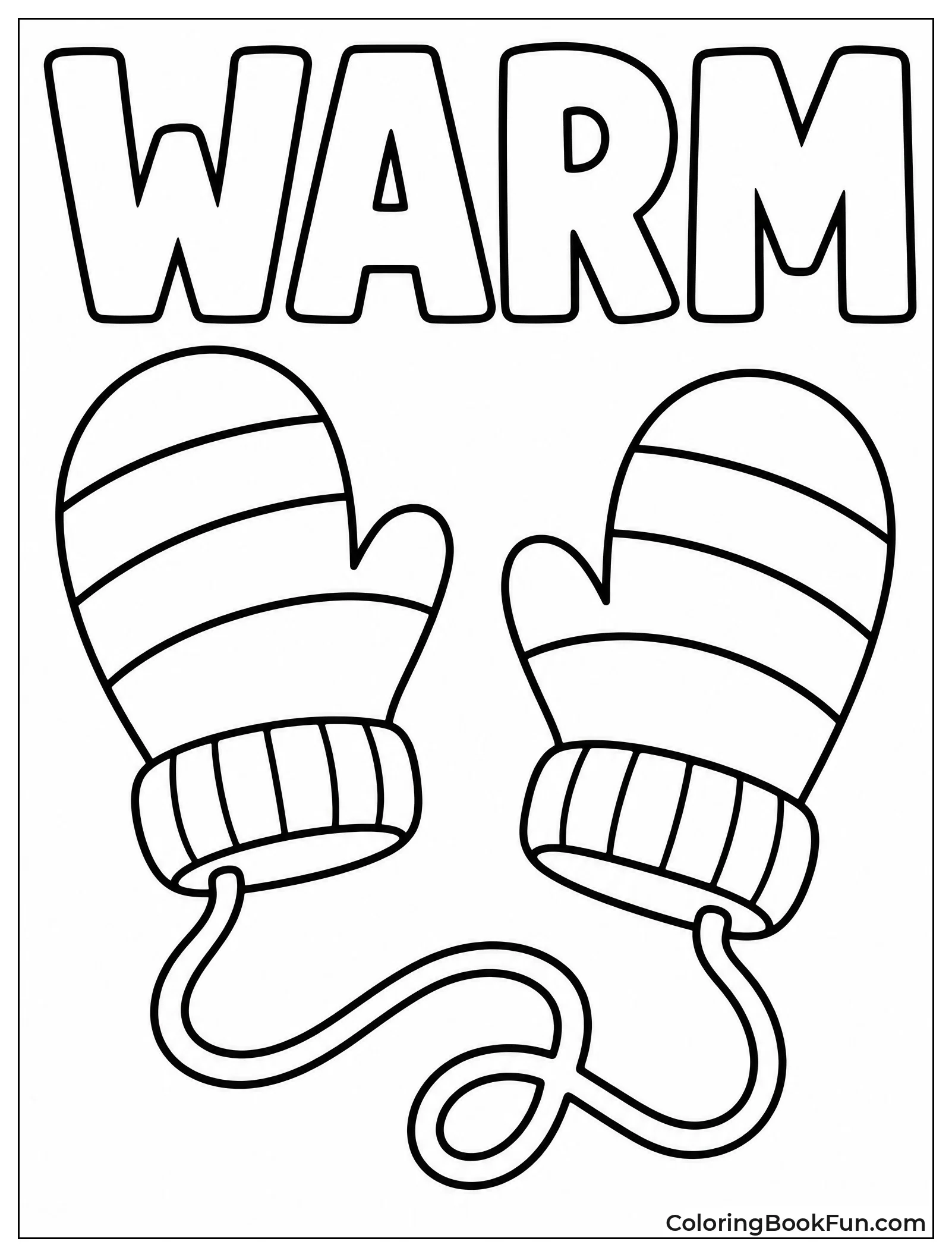 Simple Striped Mittens Connected by String
