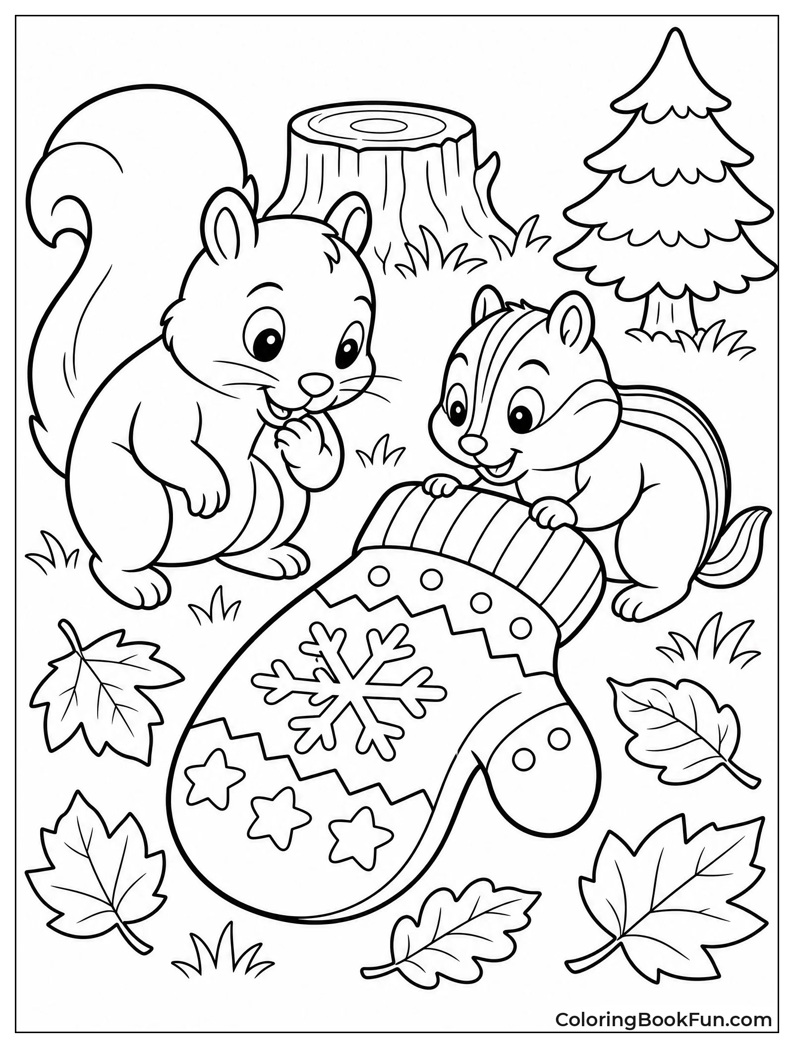Squirrel and Chipmunk Finding a Mitten