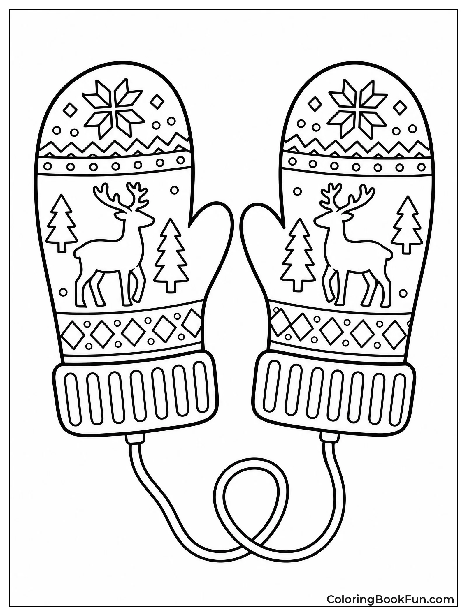 Nordic Mittens with Reindeer Patterns