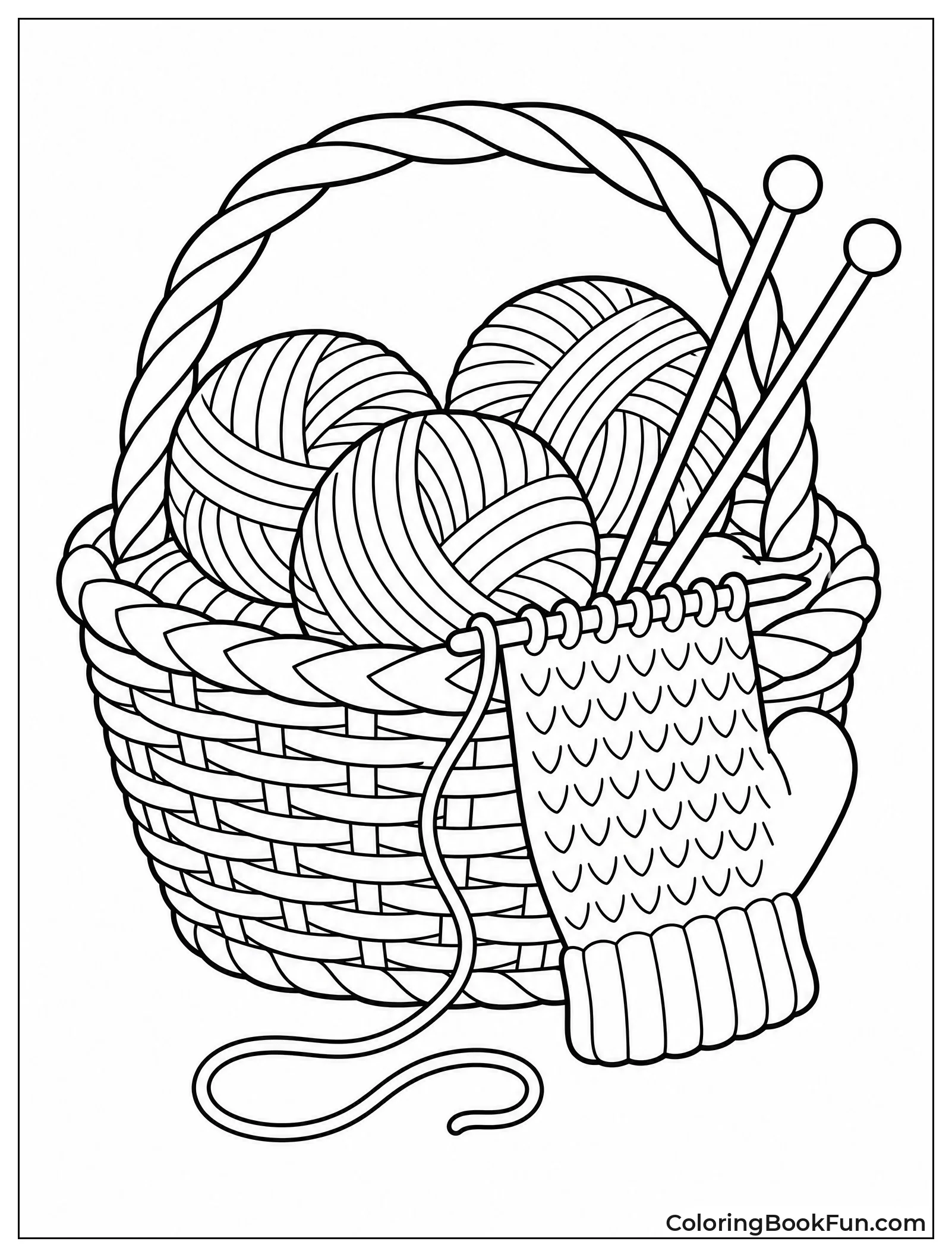 Knitting Basket with a Mitten