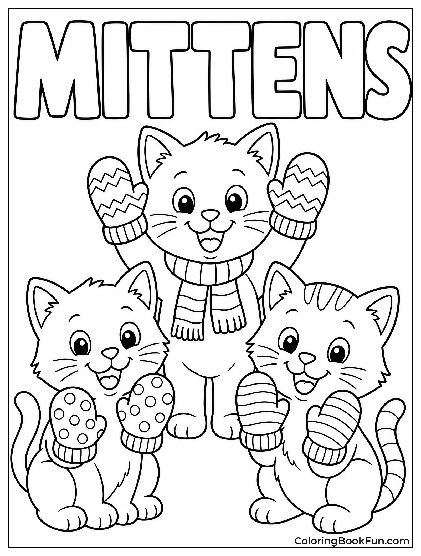 Three Kittens Showing Off Mittens
