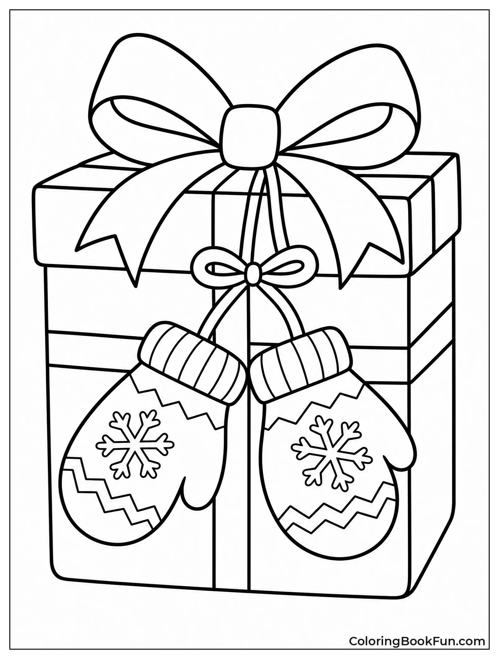 Mittens Decorating a Wrapped Gift
