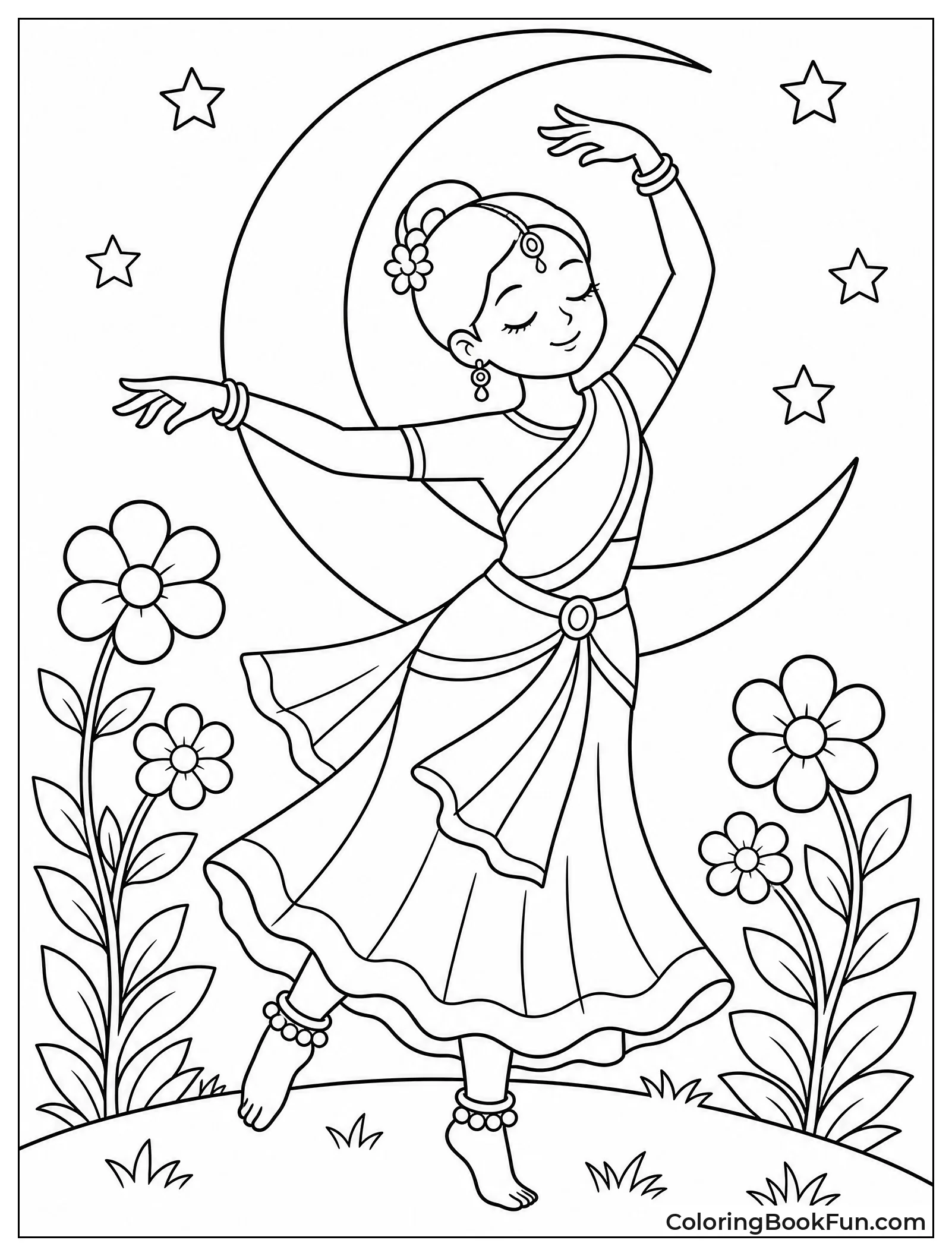 Dancer Moves in Moonlit Garden
