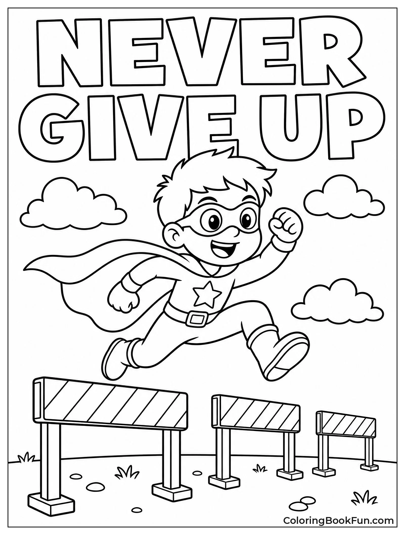Superhero Kid Jumps Over Obstacles