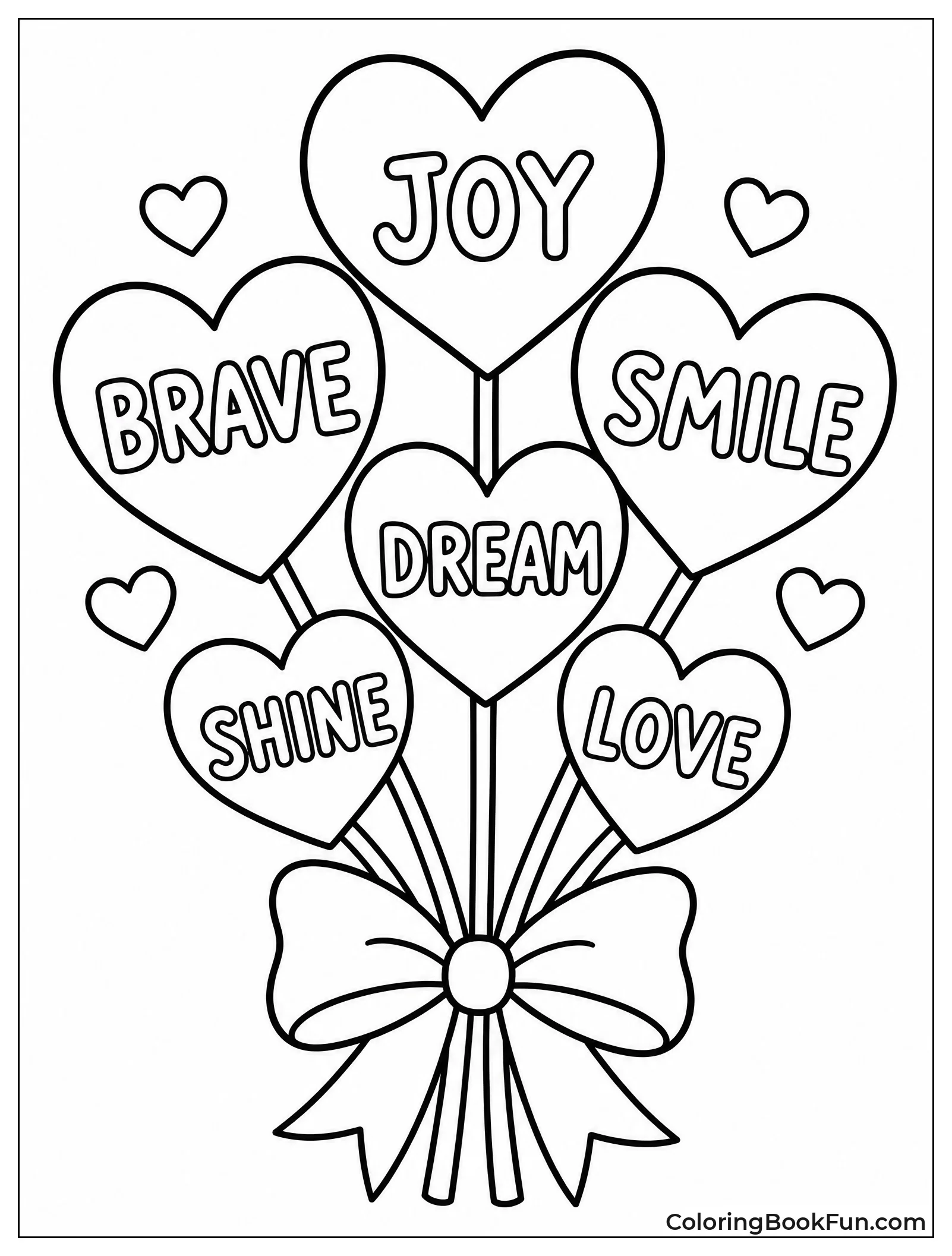 Colorful Hearts Fill a Bouquet