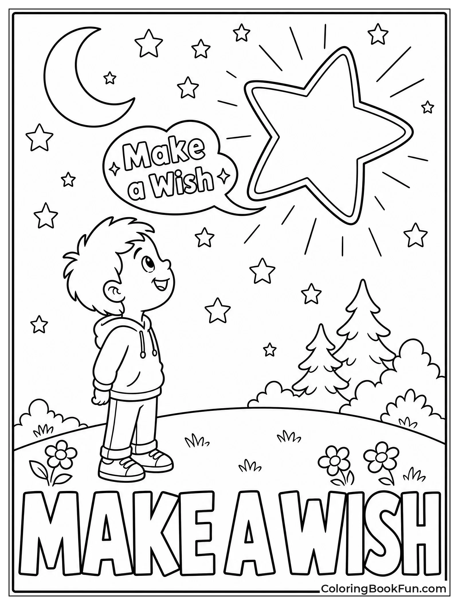 Child Makes Wish on Glowing Star