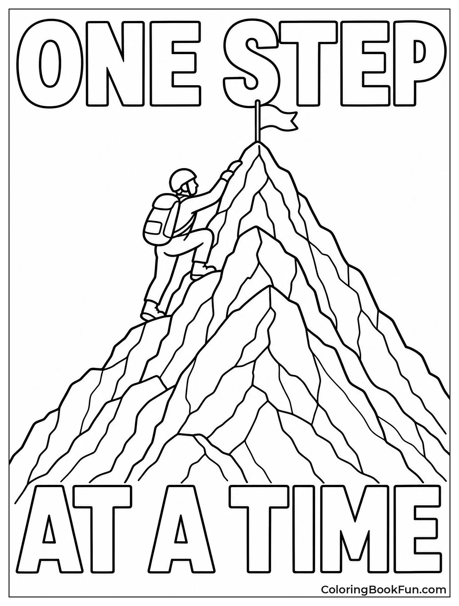 Climber Reaches Mountain Peak Step by Step