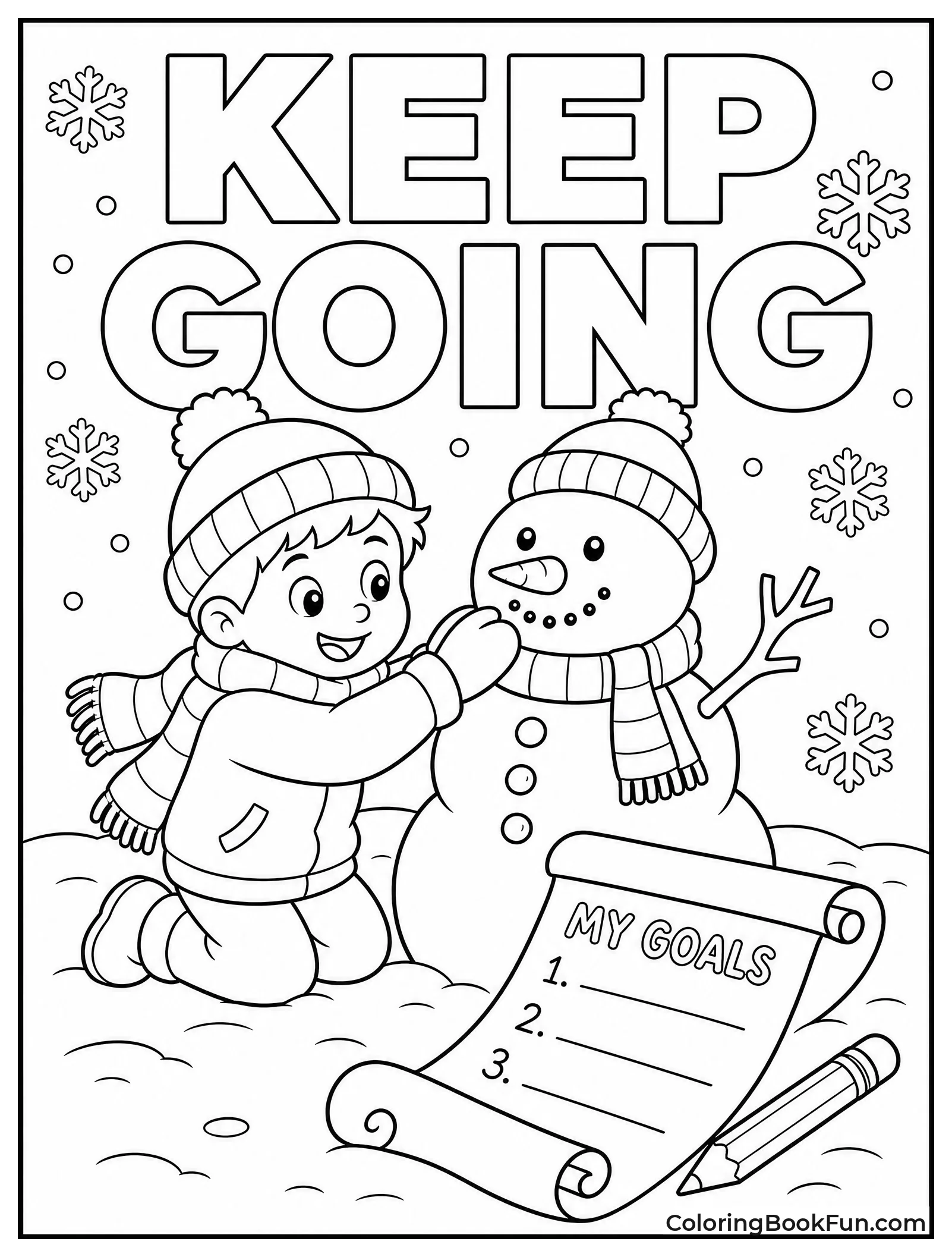 Child Builds Snowman and Sets Goals