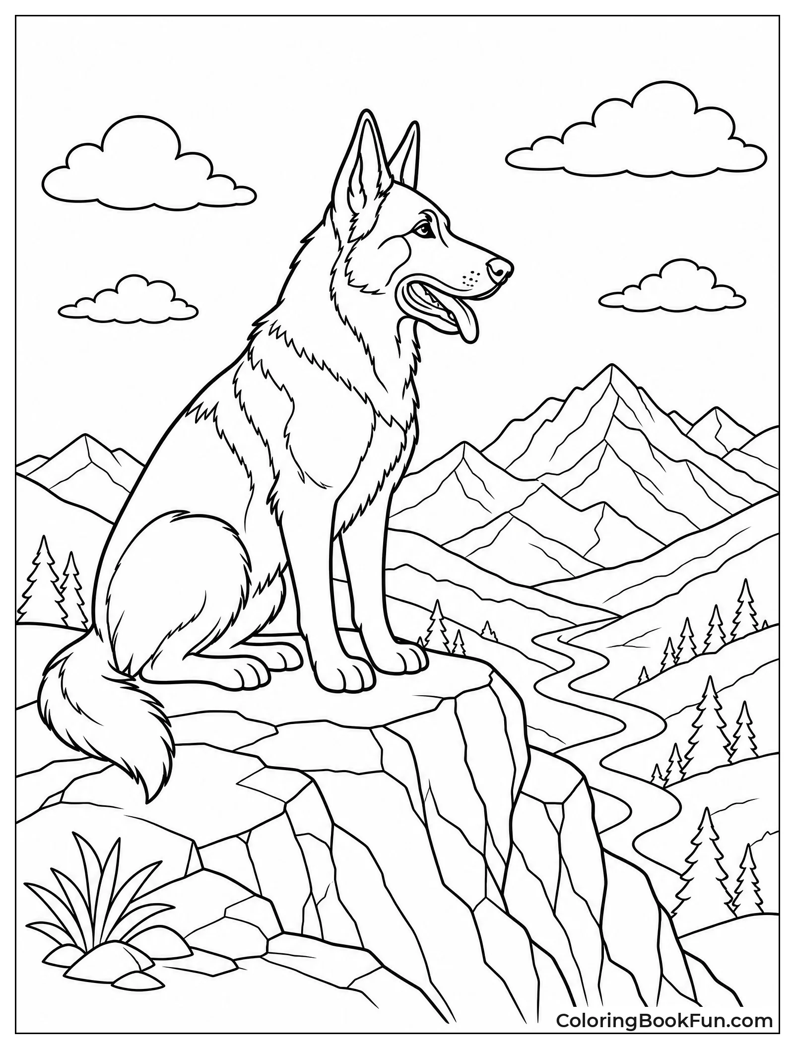 German Shepherd on Mountain Top