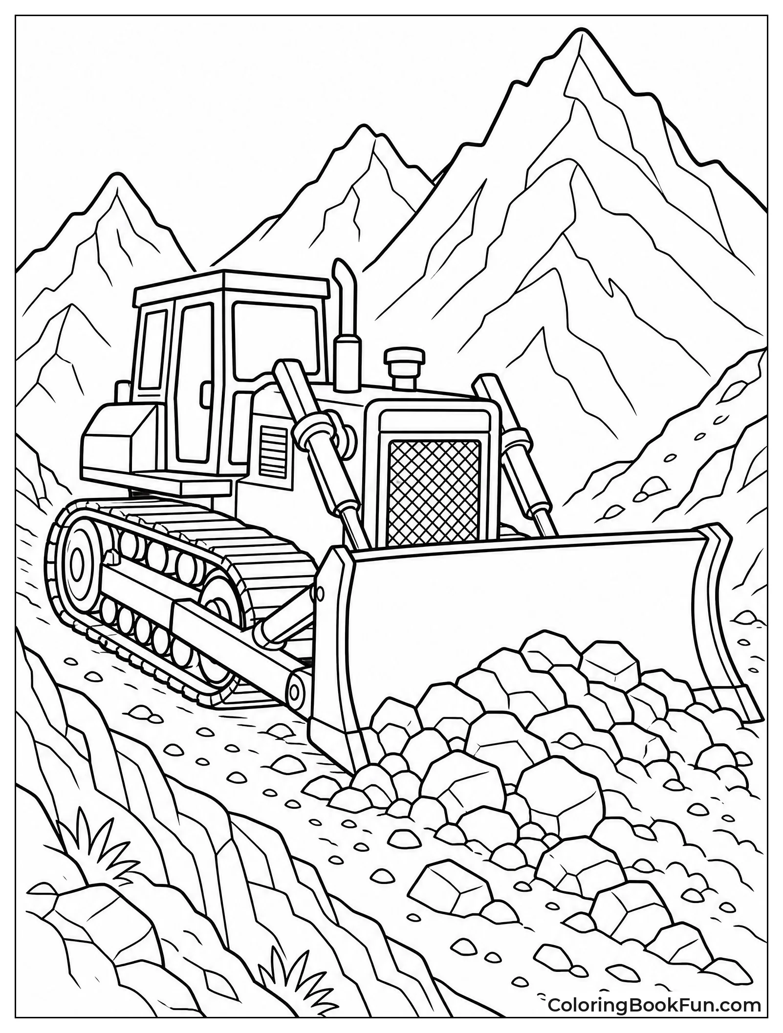 Bulldozer on Rocky Mountain Slope
