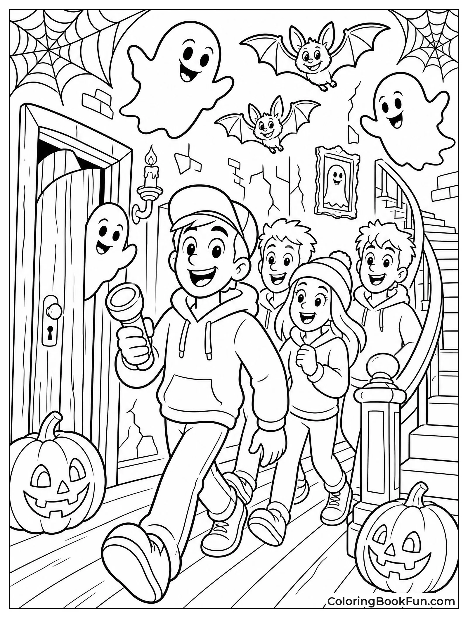 Crew Exploring Spooky Haunted House