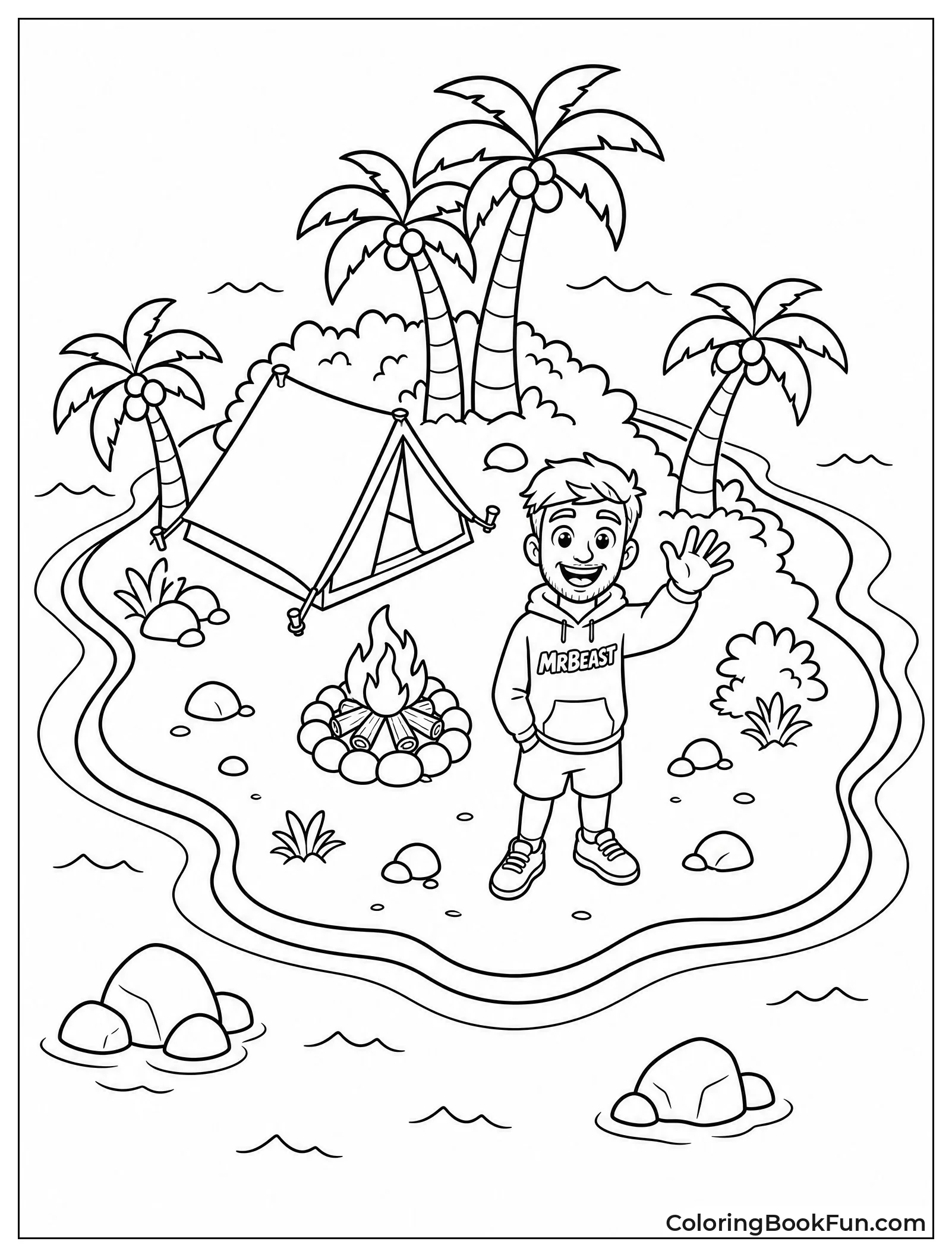 Jimmy Waving on Tropical Island
