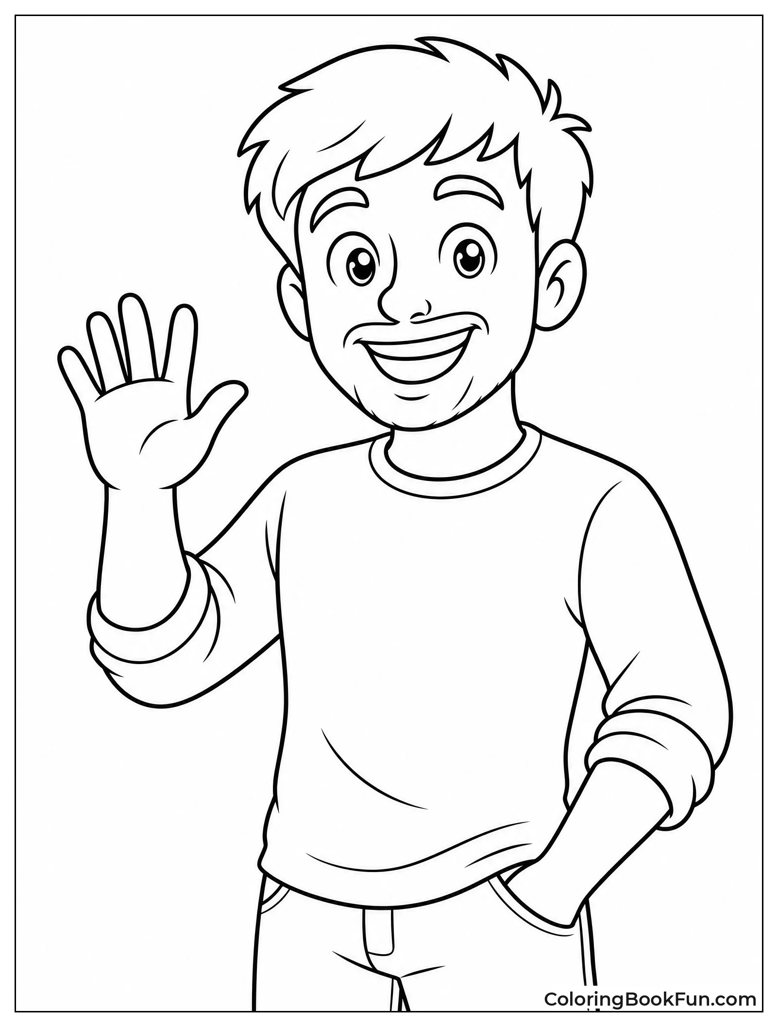 Jimmy Smiling and Waving at Viewer