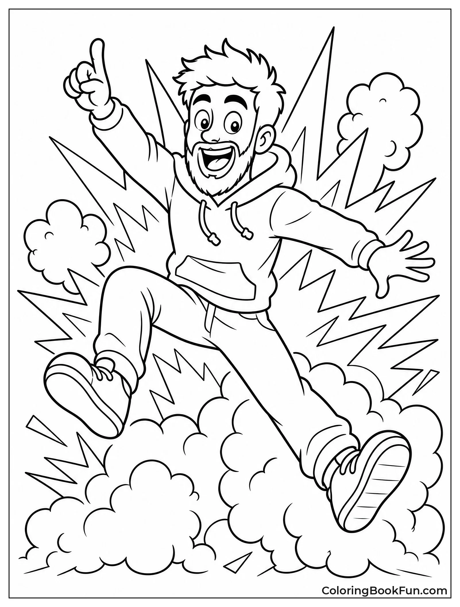 MrBeast Jumping with Explosions Behind