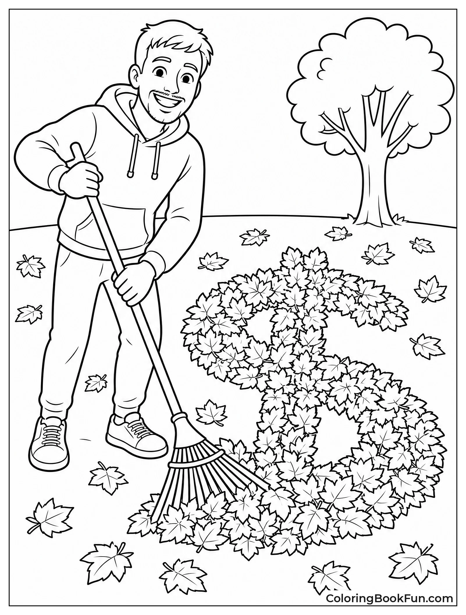 Jimmy Raking Leaves into Dollar Sign