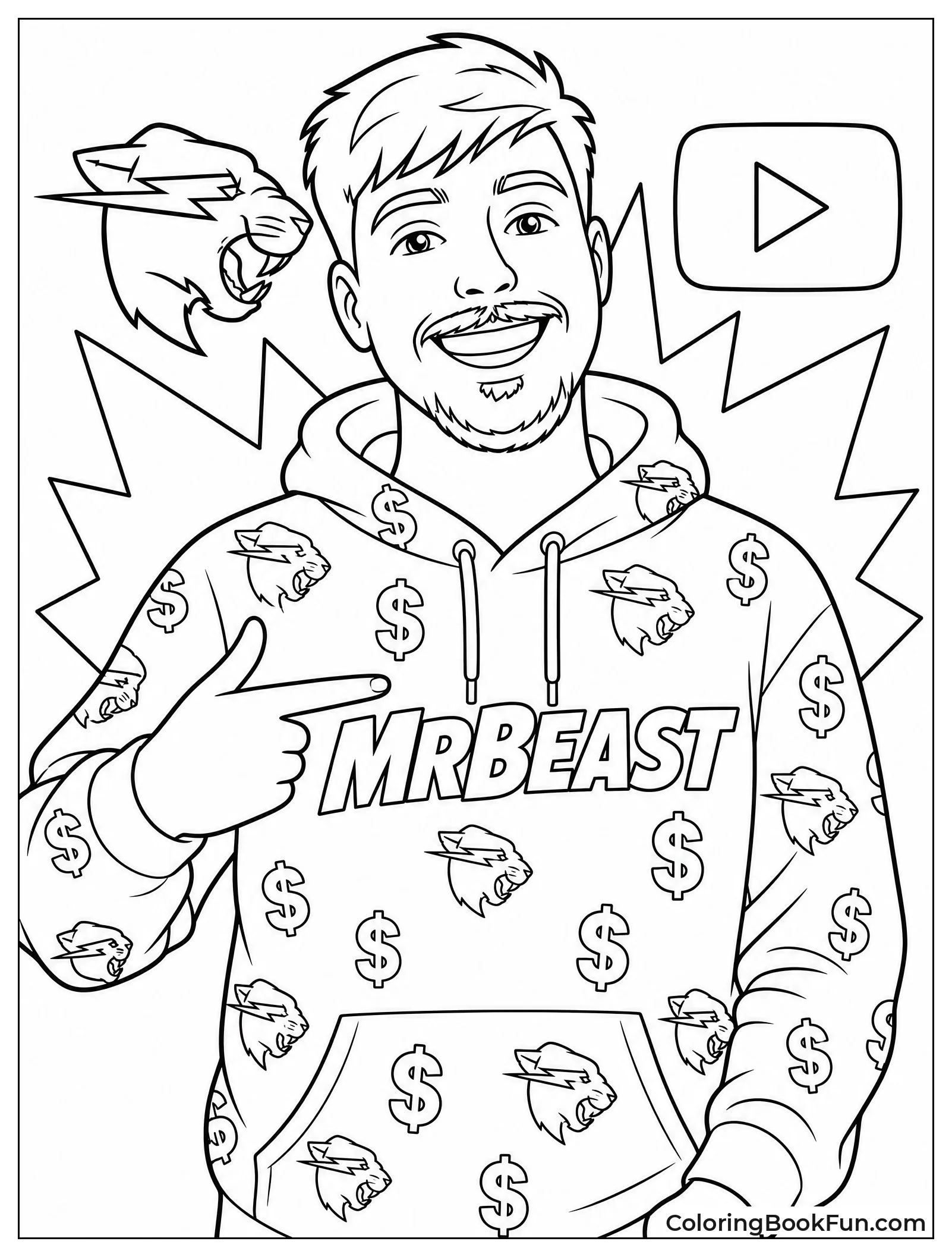 MrBeast Wearing Patterned Dollar Hoodie