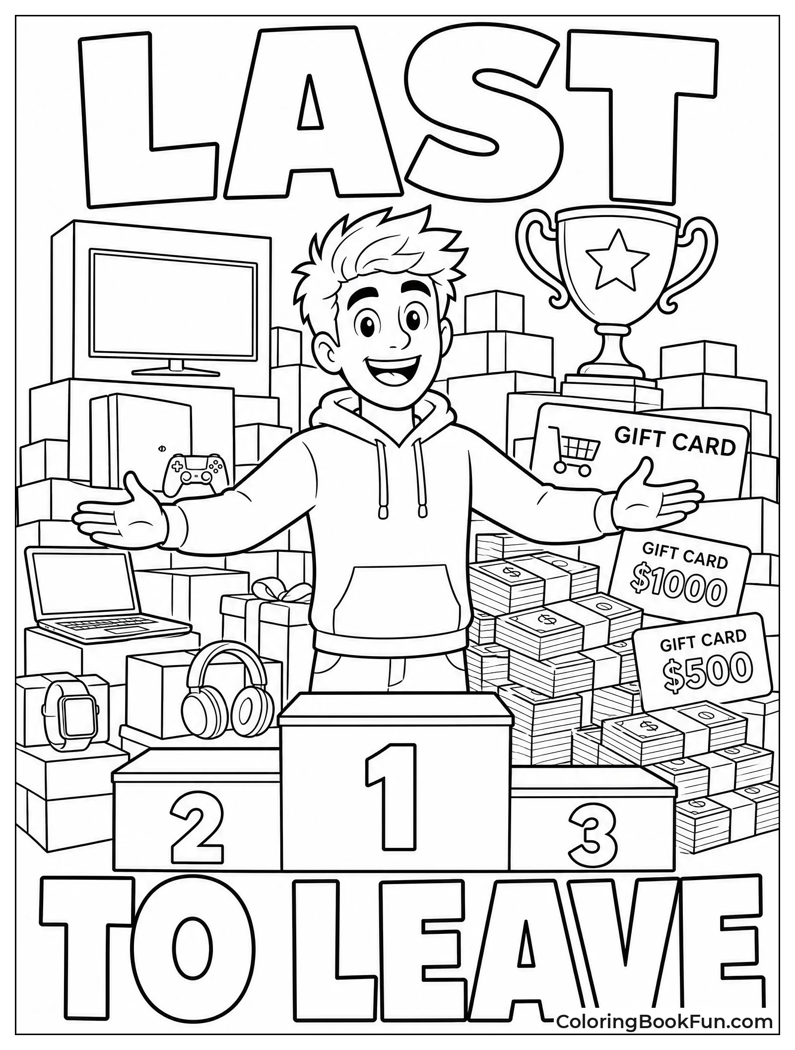 MrBeast in Front of Prize Pile