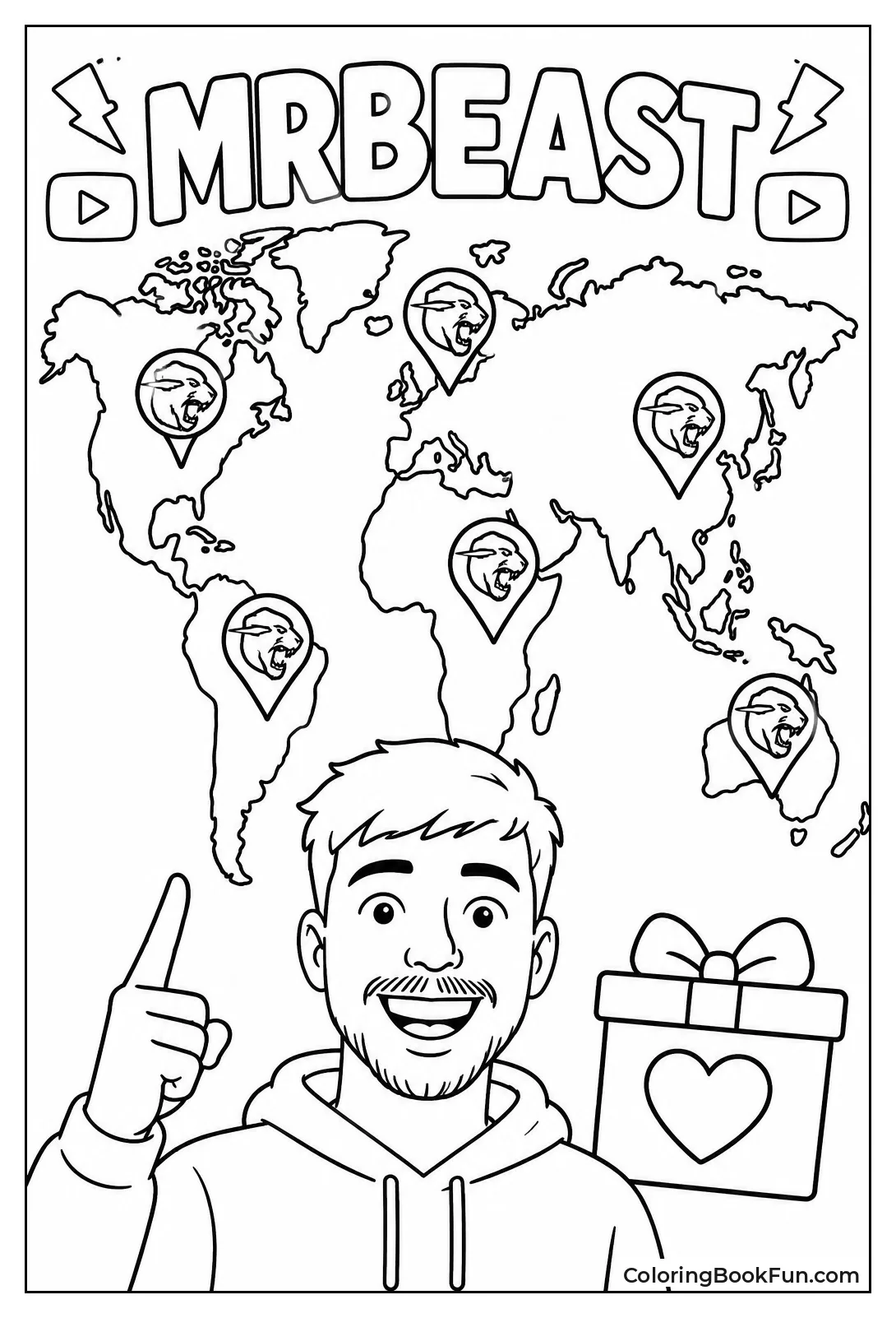World Map with Tiger Project Marks