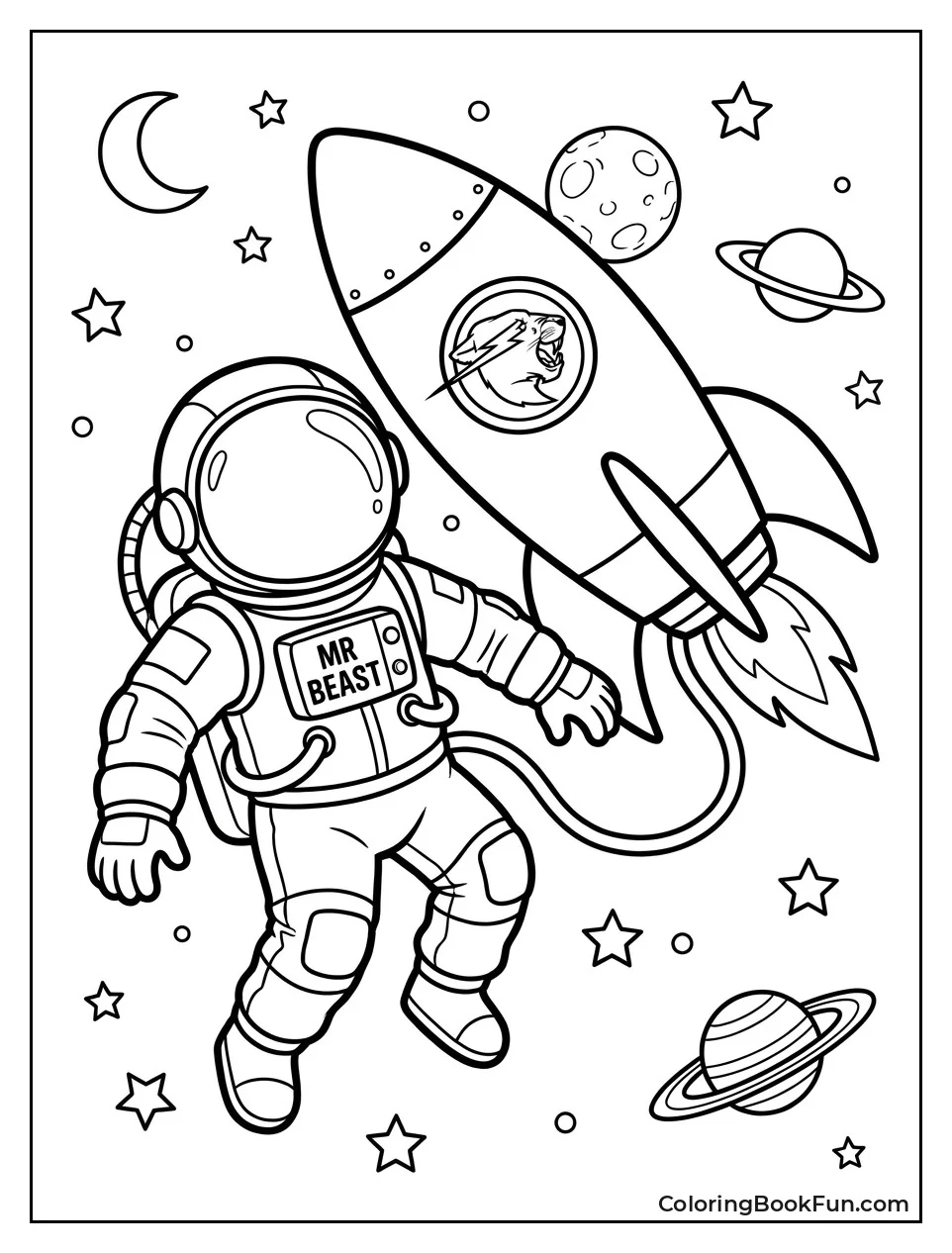 Astronaut MrBeast Floating Near Rocket