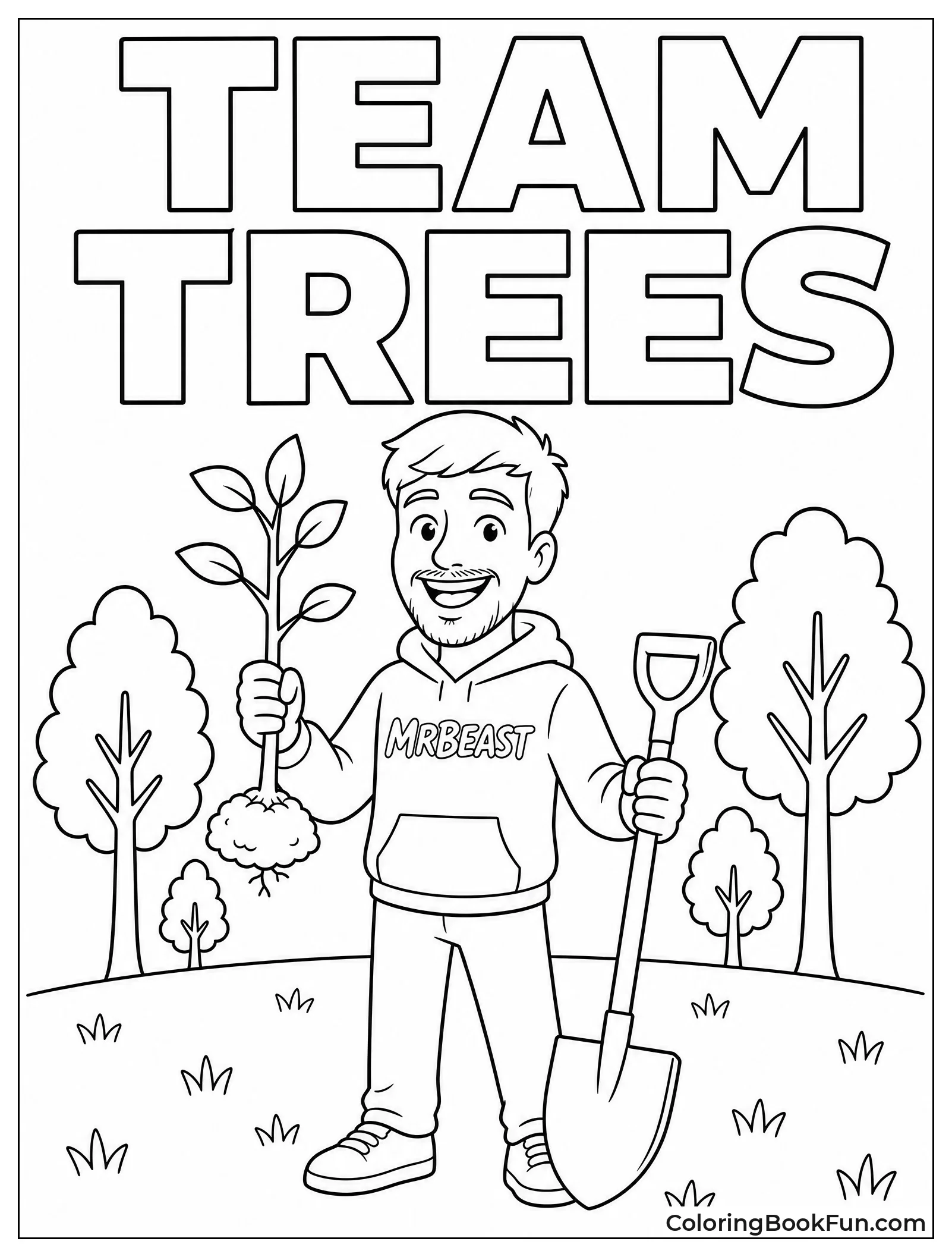 Jimmy Planting Small Sapling with Shovel