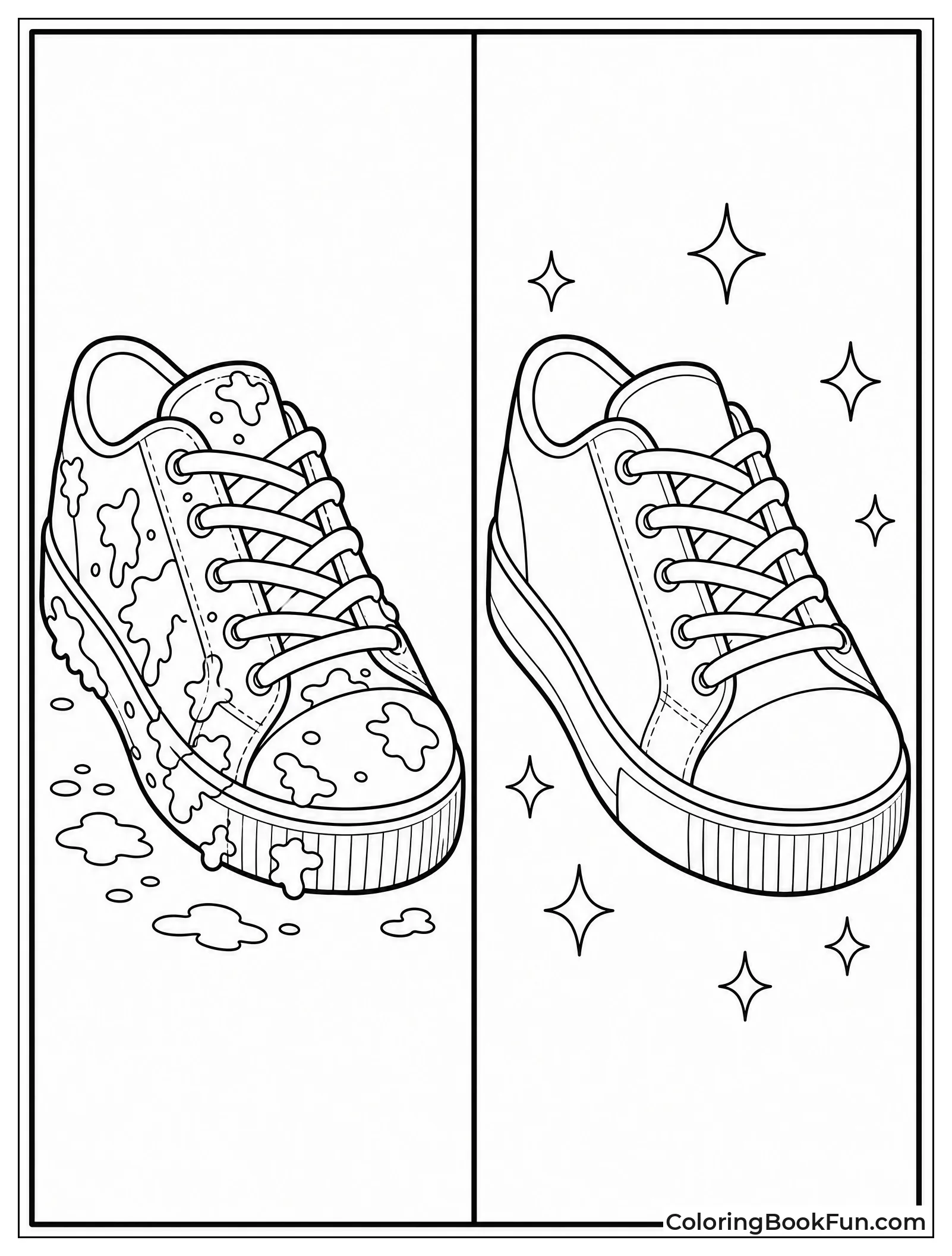 Muddy Sneaker Next to a Clean One