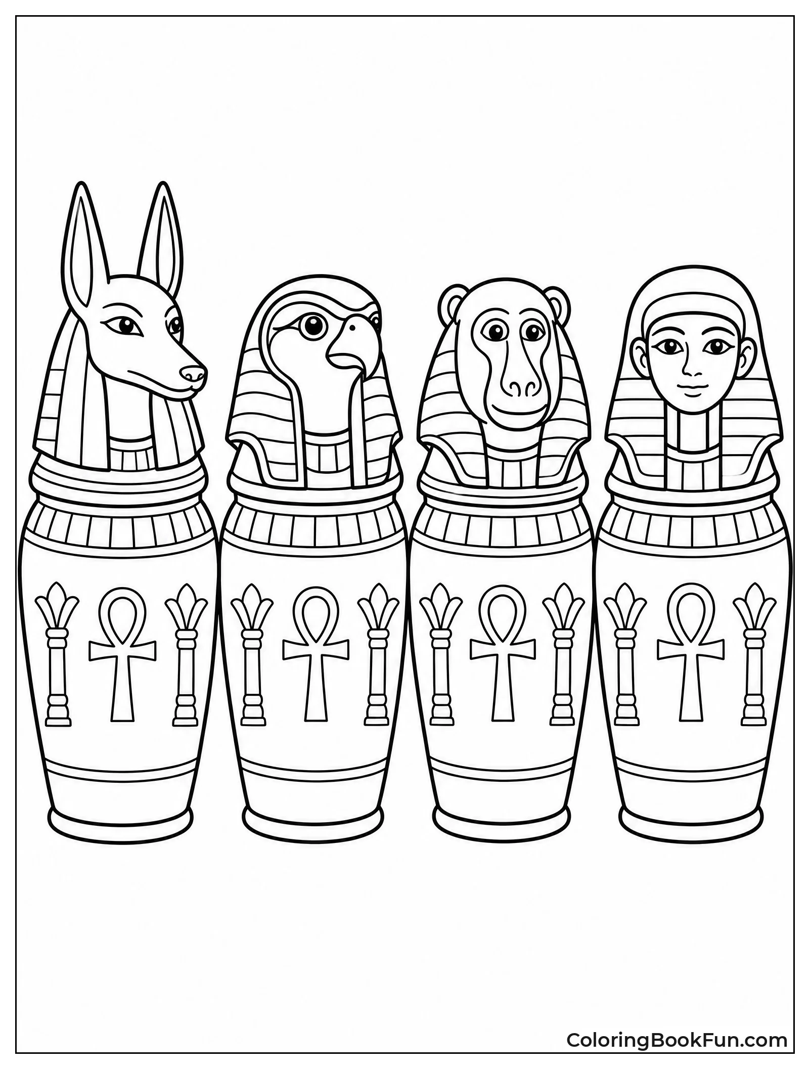 Ancient Canopic Jars with Heads