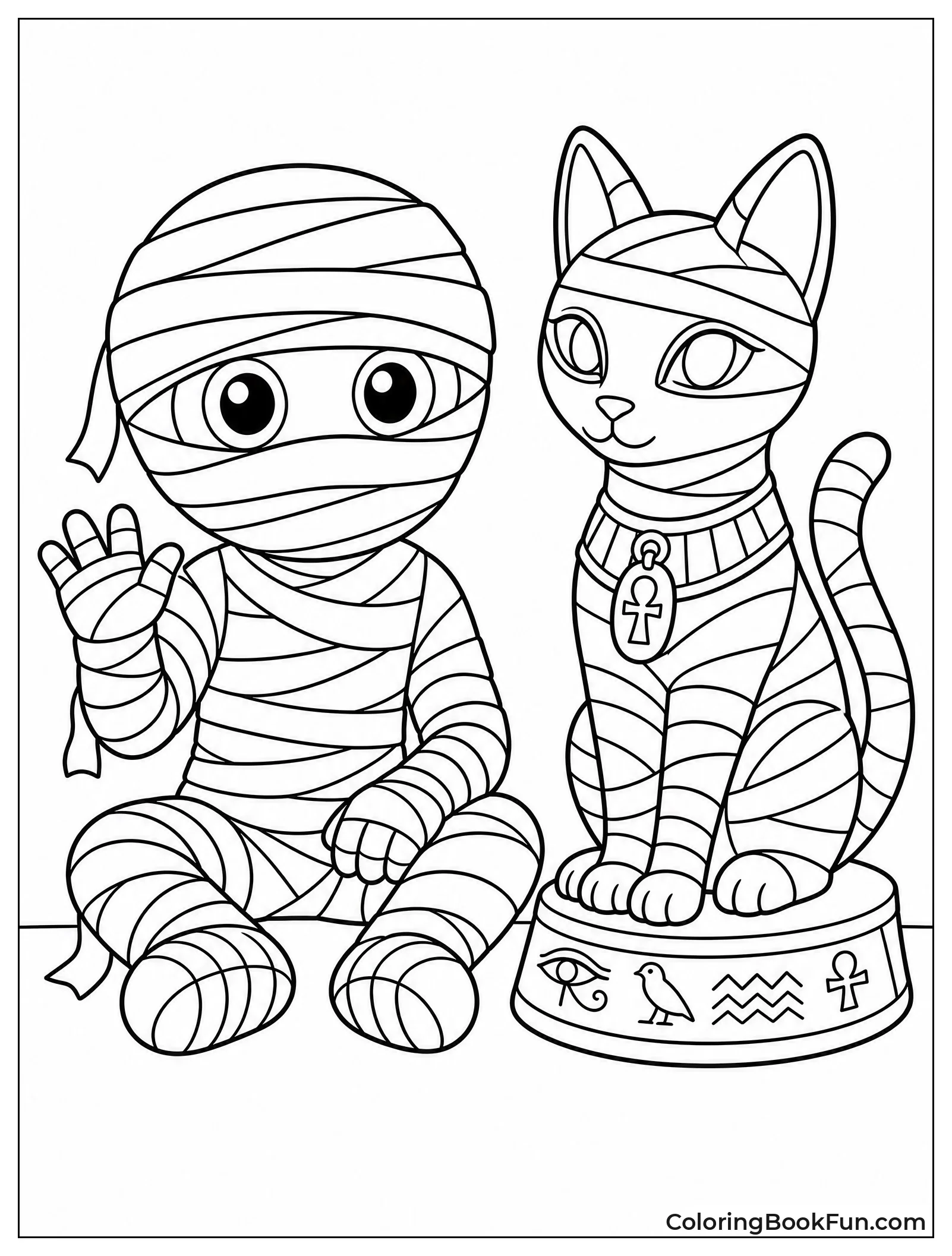 Mummy Sitting with Egyptian Cat