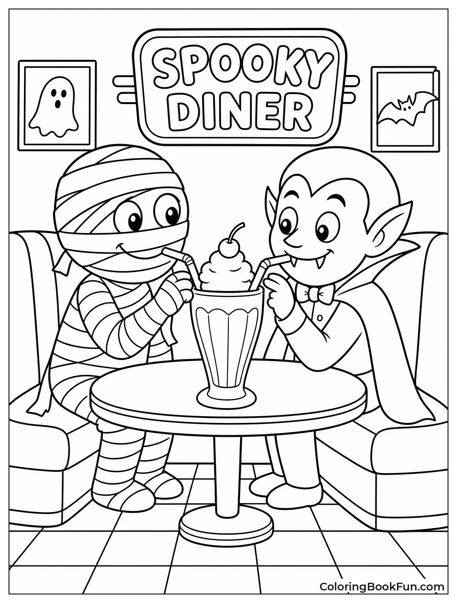 Mummy and Vampire Sharing Milkshake