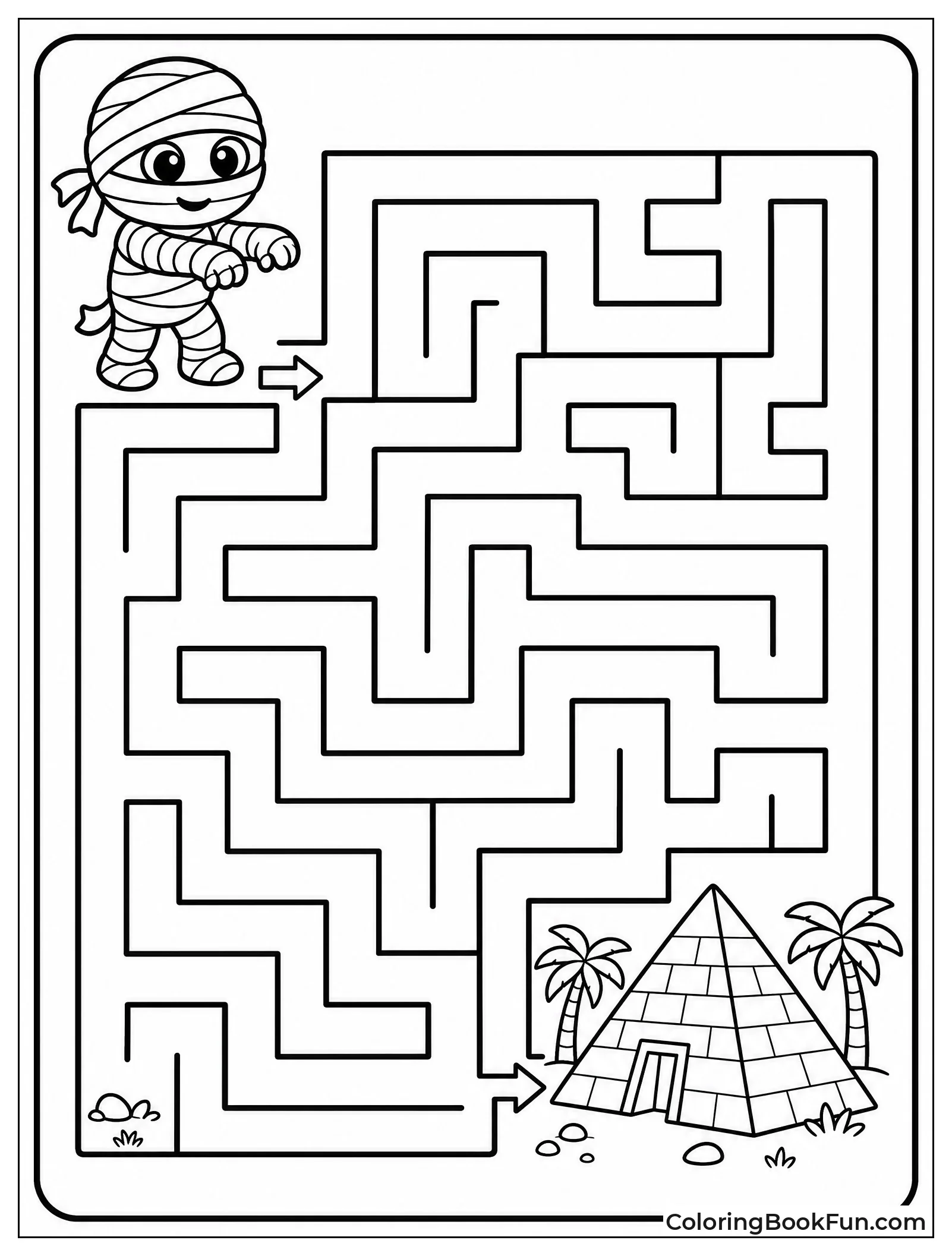 Mummy Solving Bandage Maze Puzzle