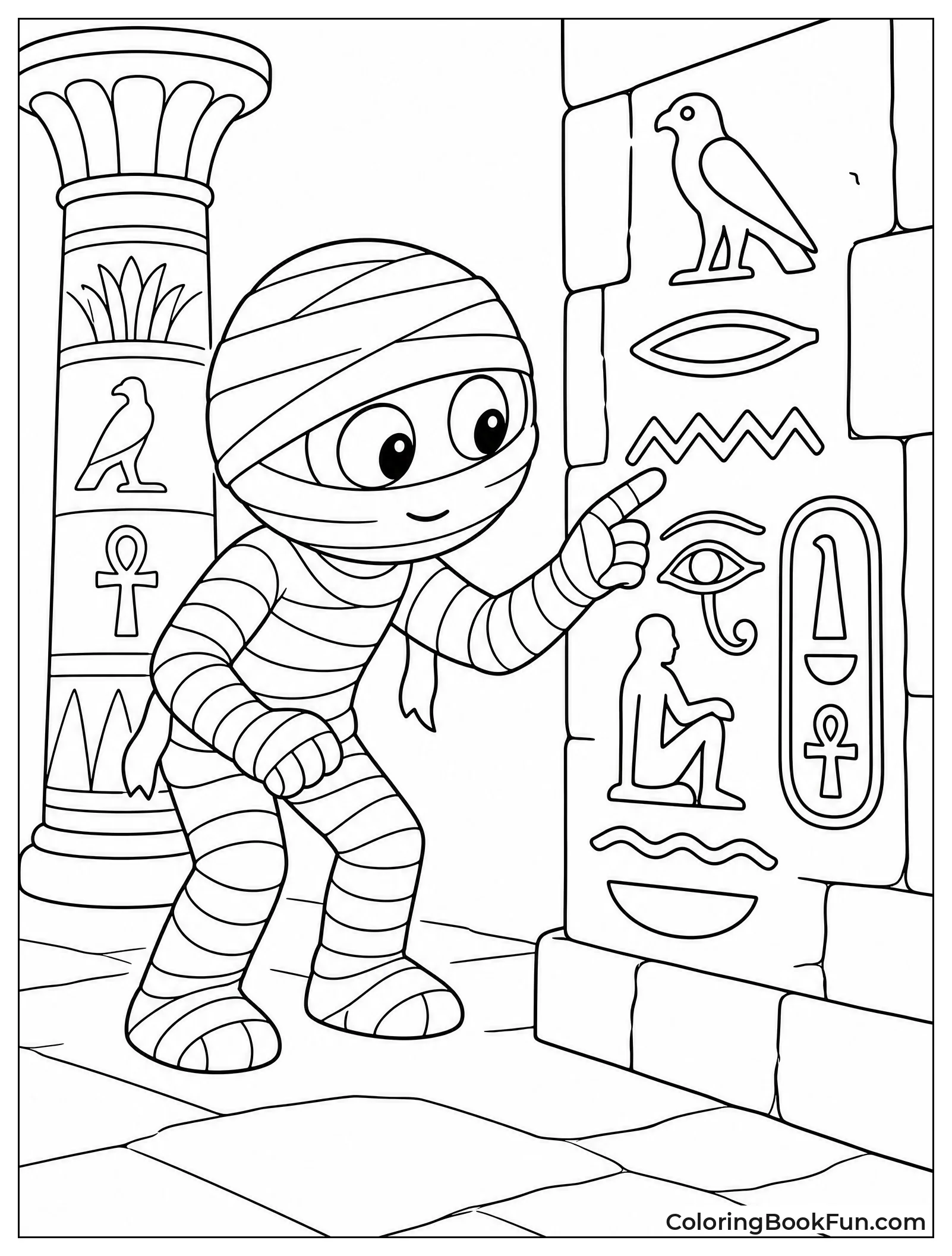 Mummy Tracing Ancient Hieroglyphs
