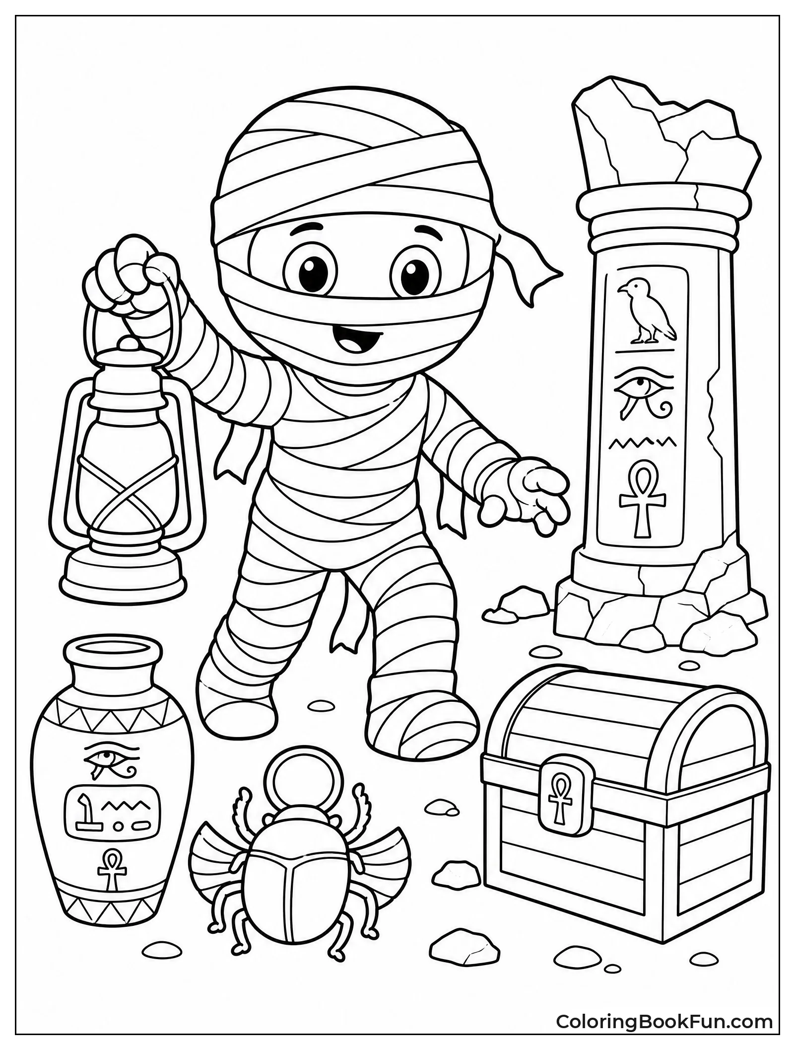 Mummy Exploring Tomb with Lantern