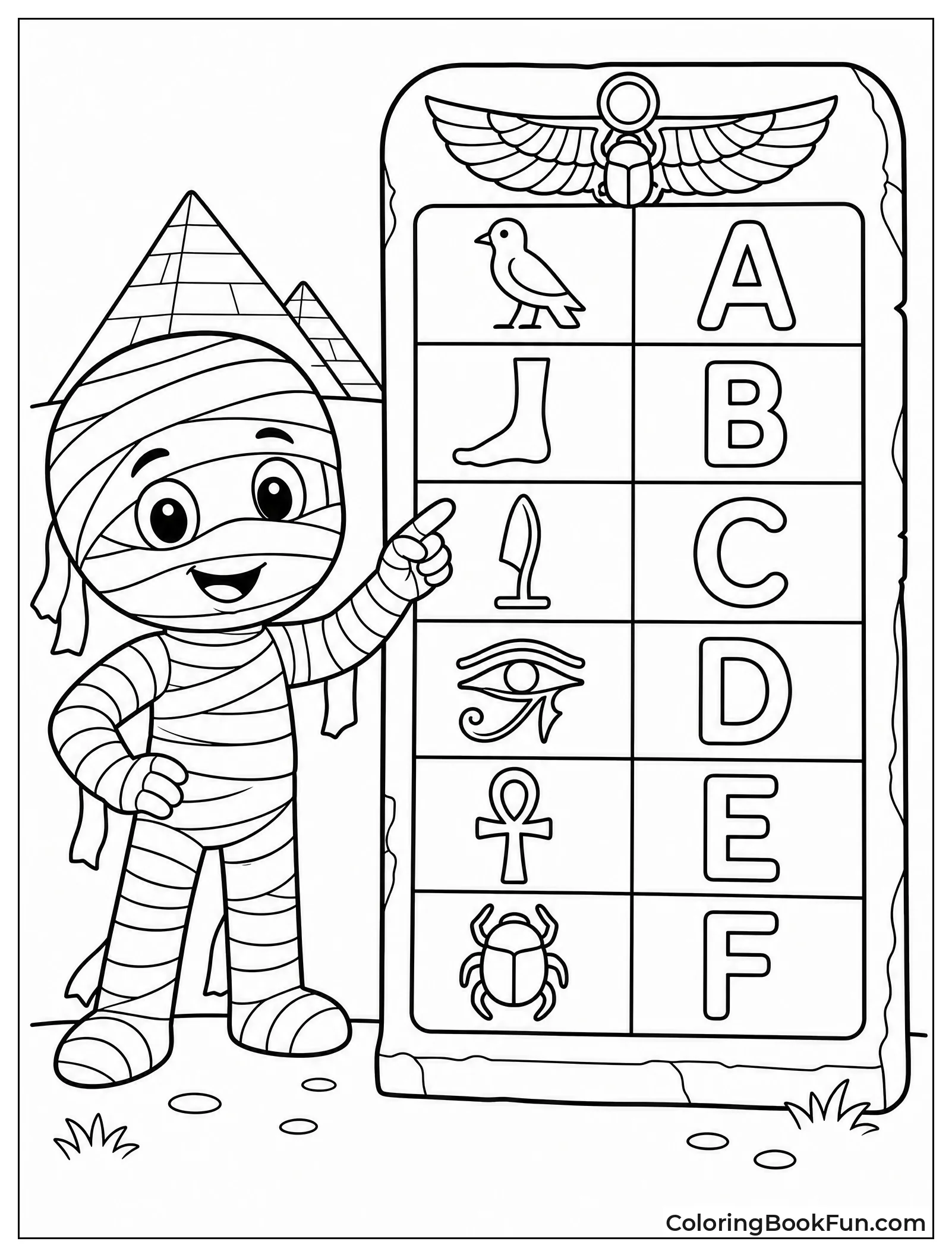 Hieroglyphic Alphabet Chart for Kids