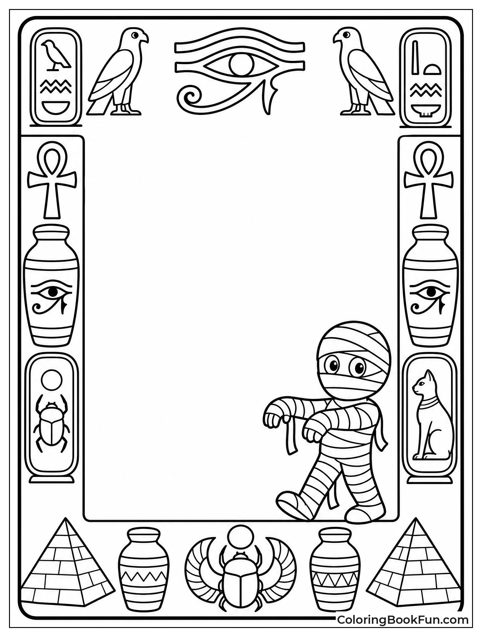 Hieroglyphic Frame with Egyptian Symbols