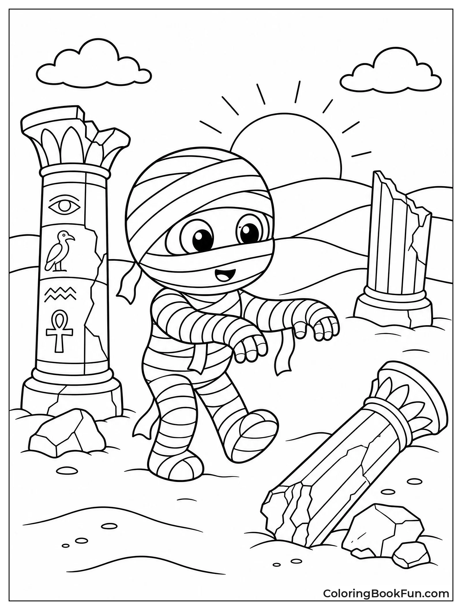 Mummy Wandering Desert Ruins
