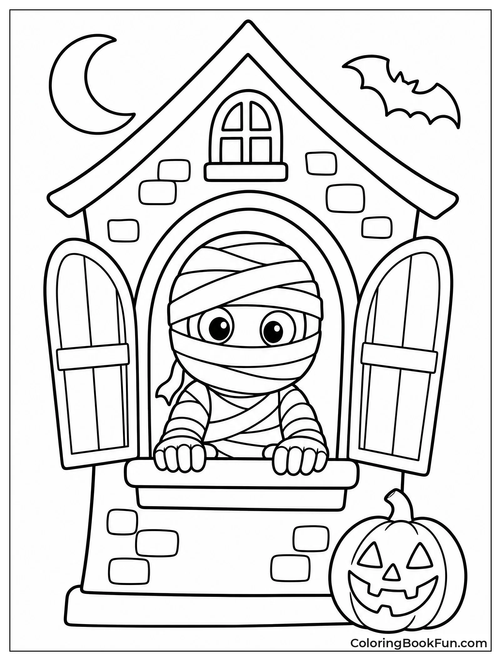 Mummy Peeking in Haunted House