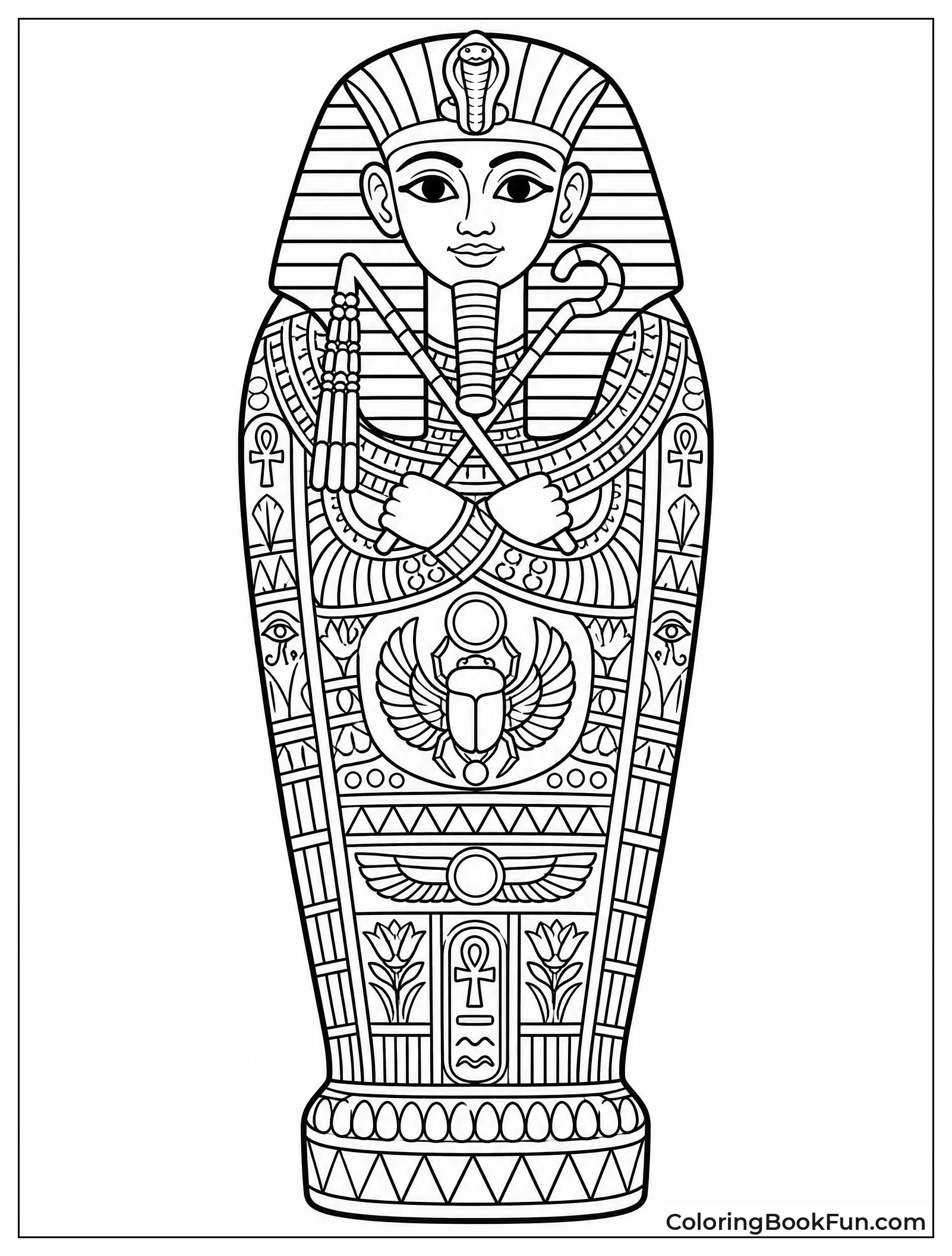 Detailed Pharaoh Golden Sarcophagus