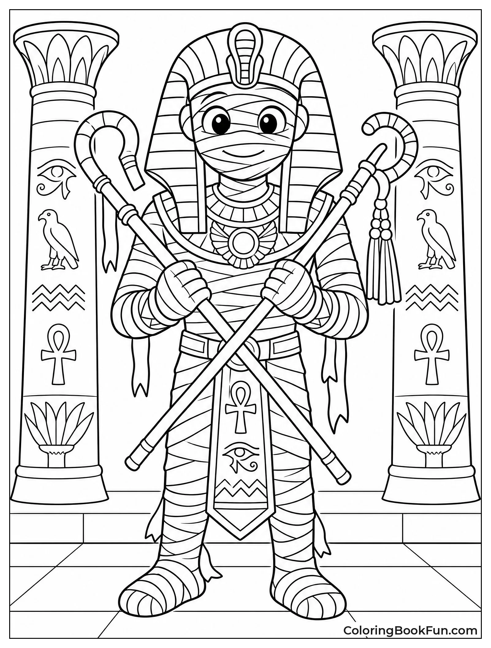 Mummy Priest Holding Crossed Scepters