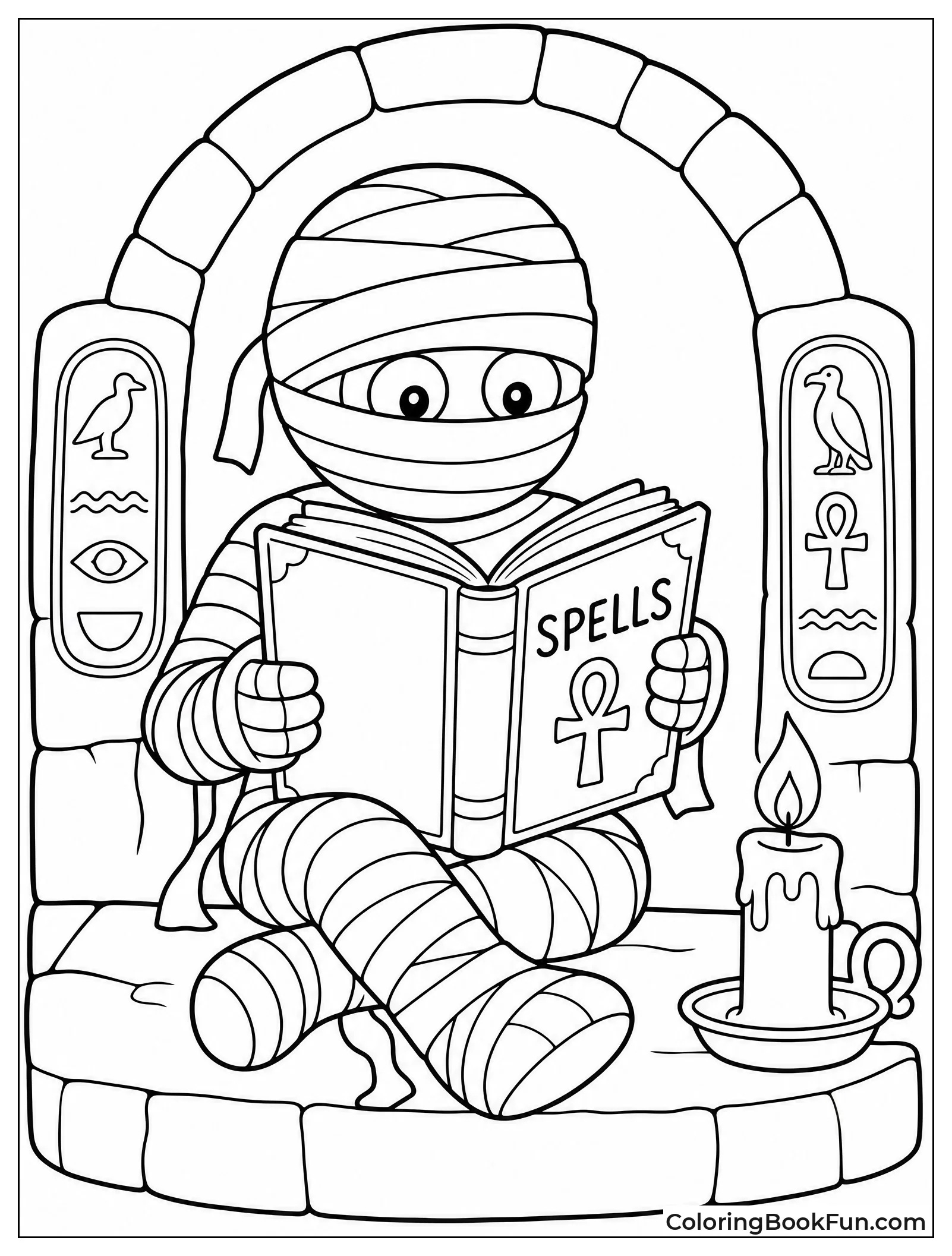 Mummy Reading Spell Book by Candle