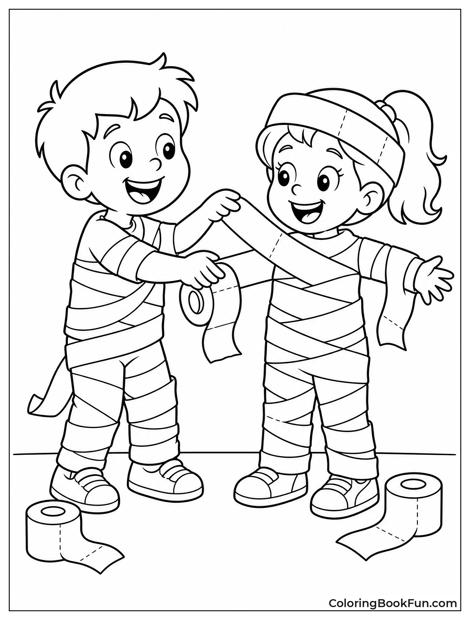 Kids Making Toilet Paper Mummy Costumes