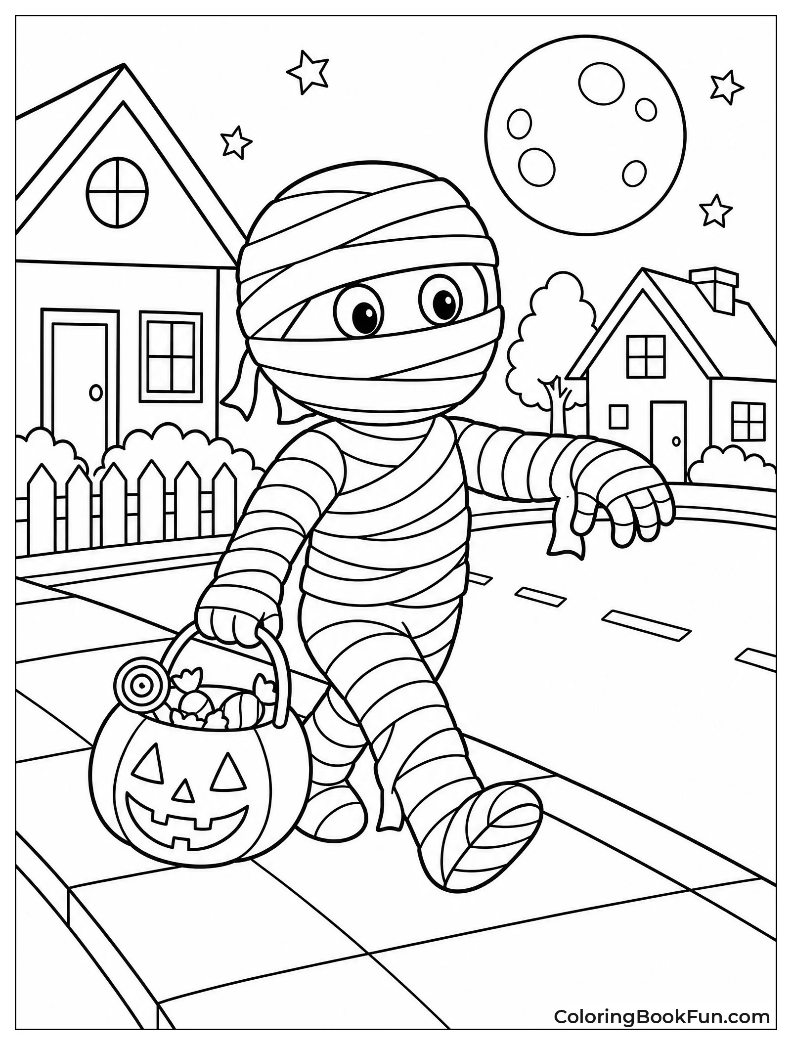 Mummy Trick or Treating at Night
