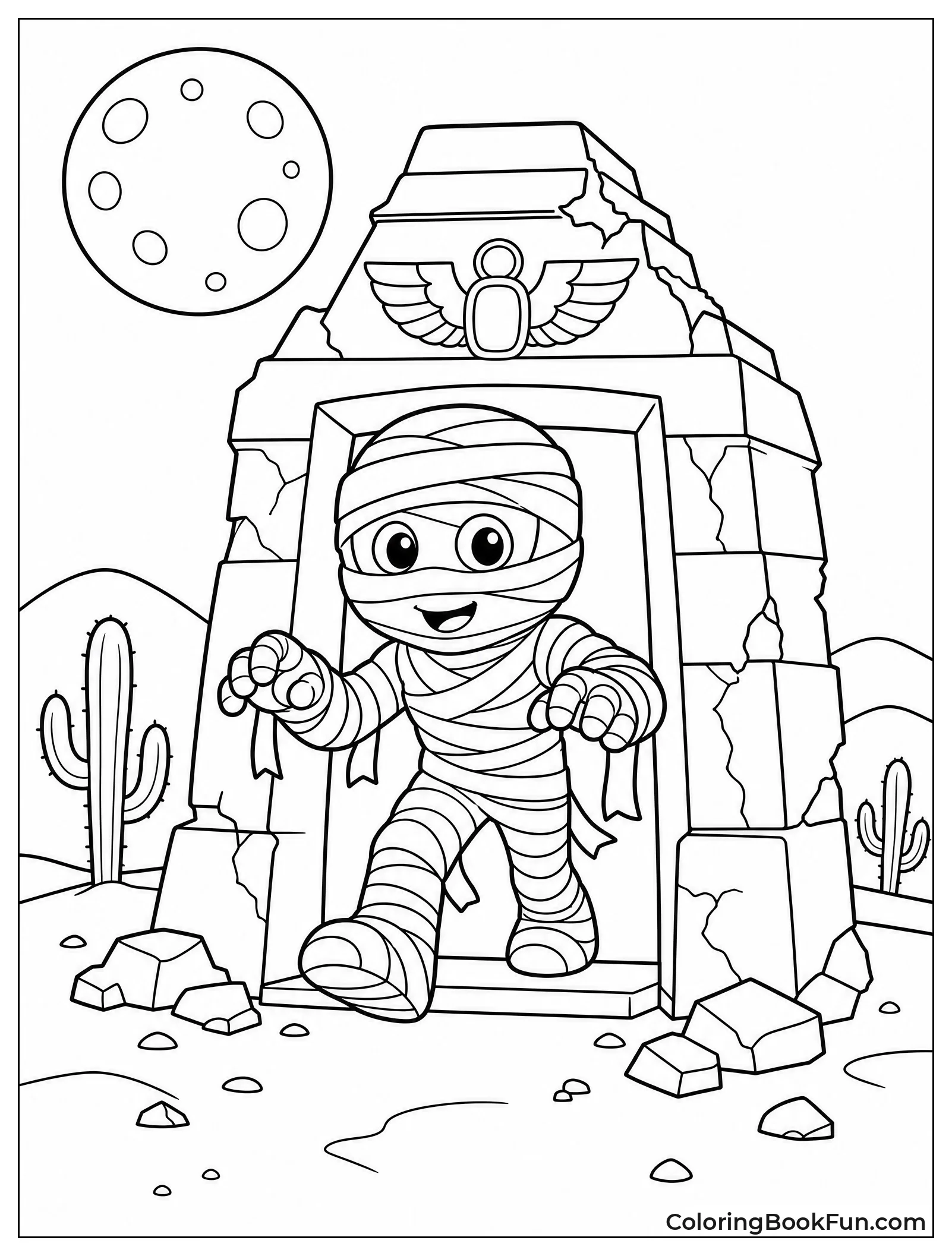 Mummy Walking from Tomb at Night