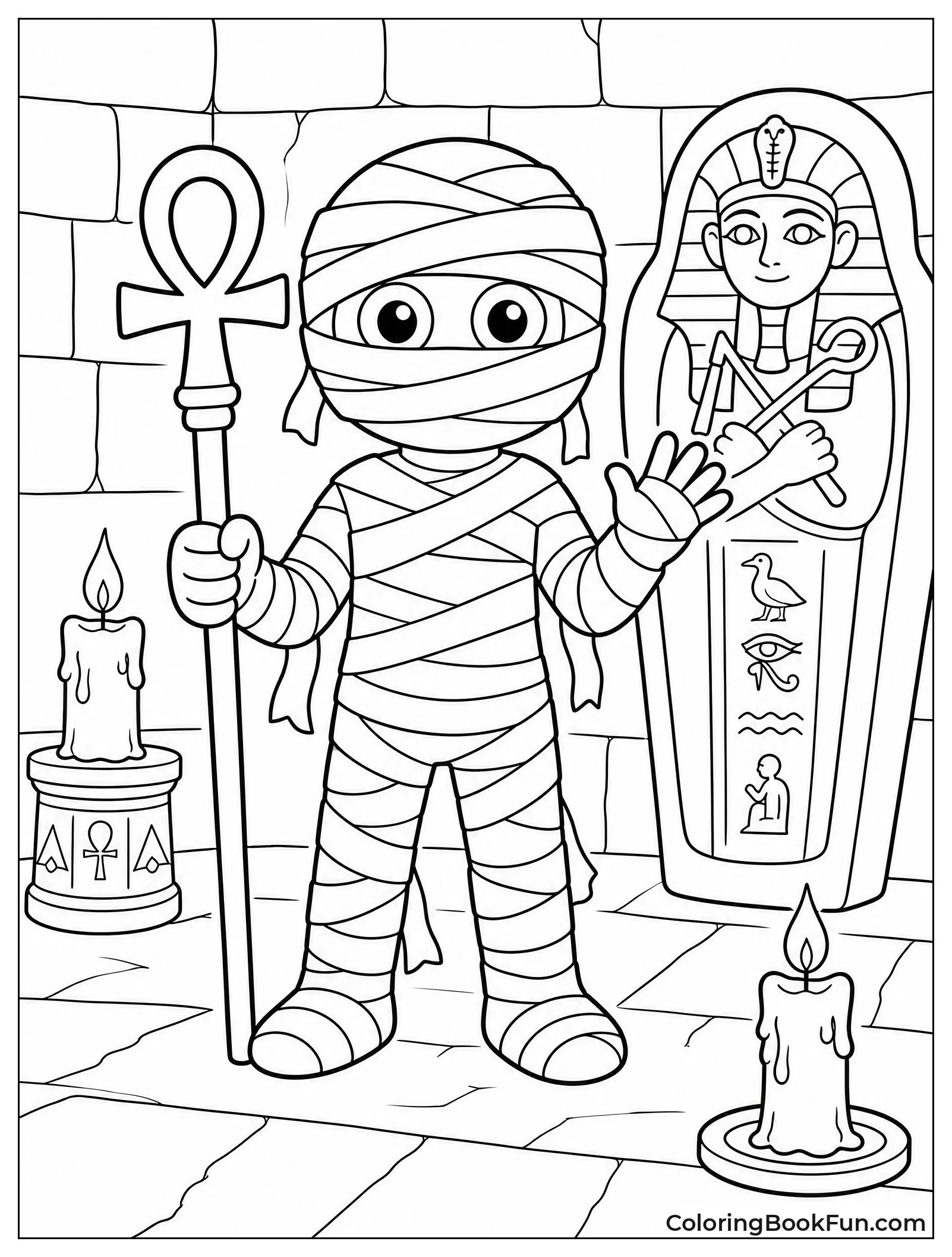 Mummy Holding Glowing Ankh Staff