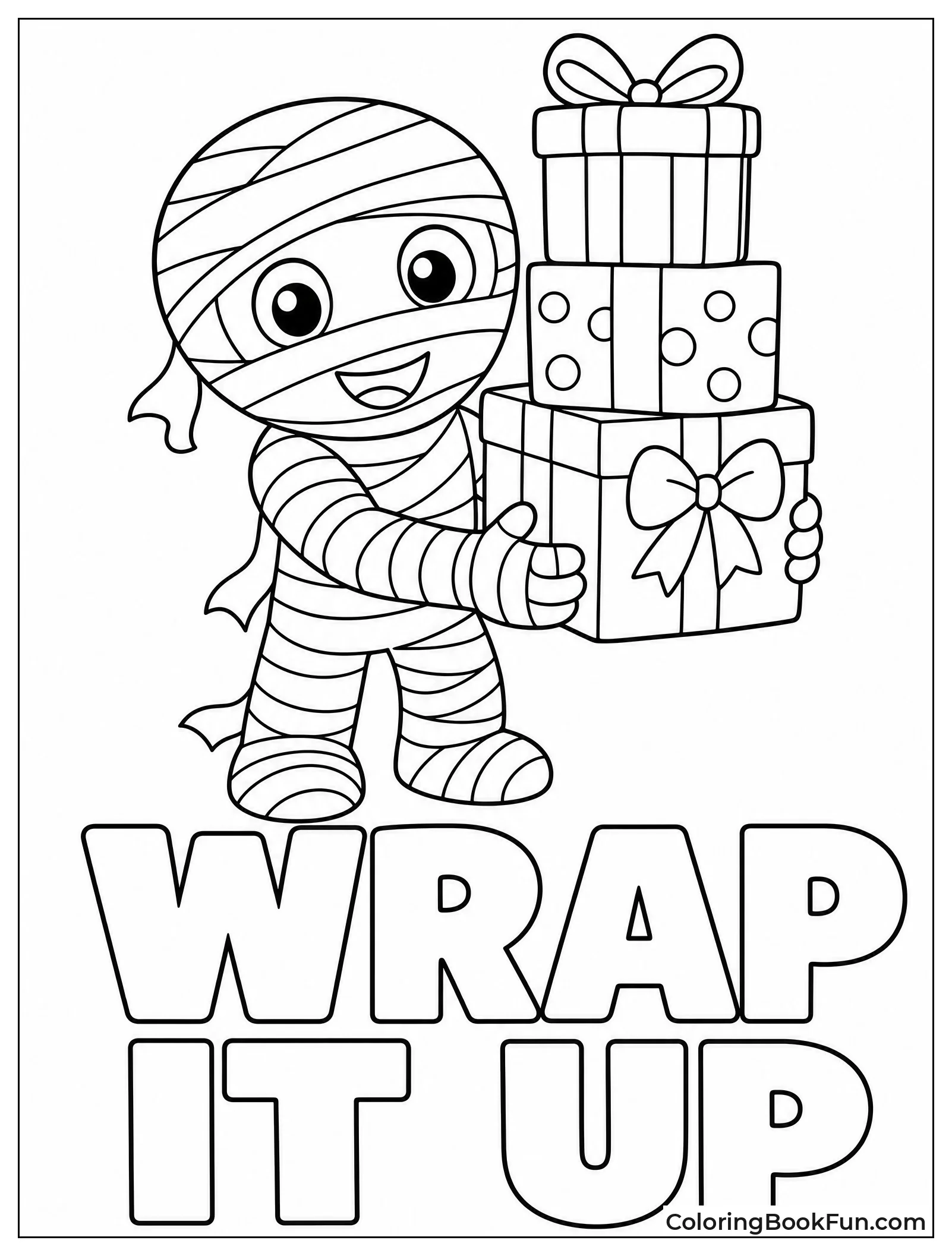 Mummy Holding Stack of Gifts