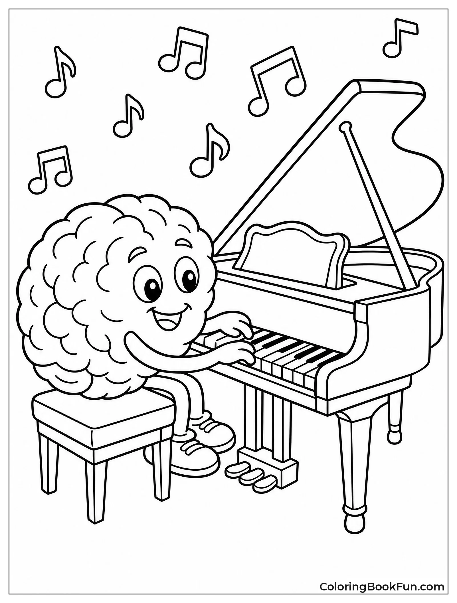 Brain Playing Piano with Notes