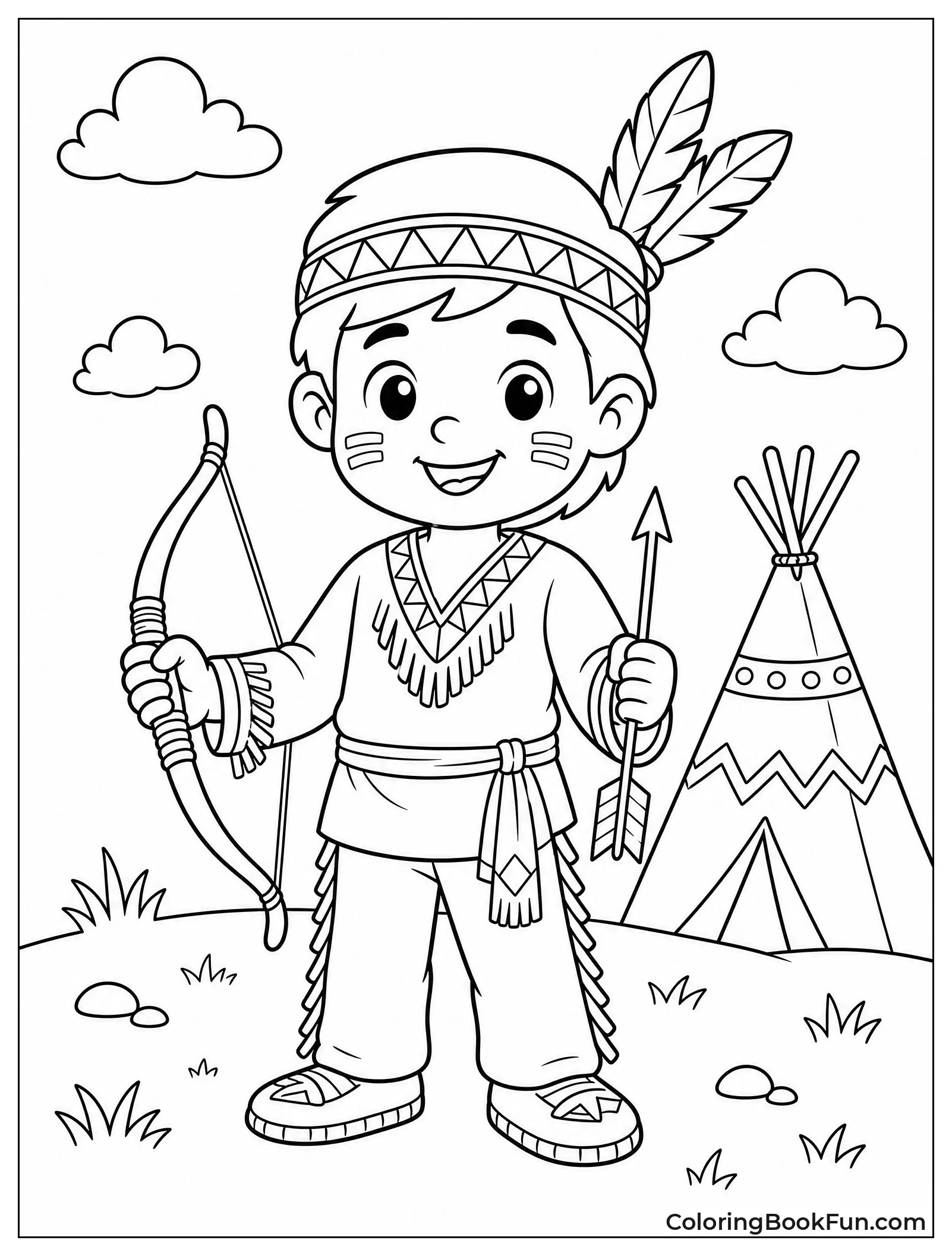 Cute Boy Holding Small Bow and Arrow