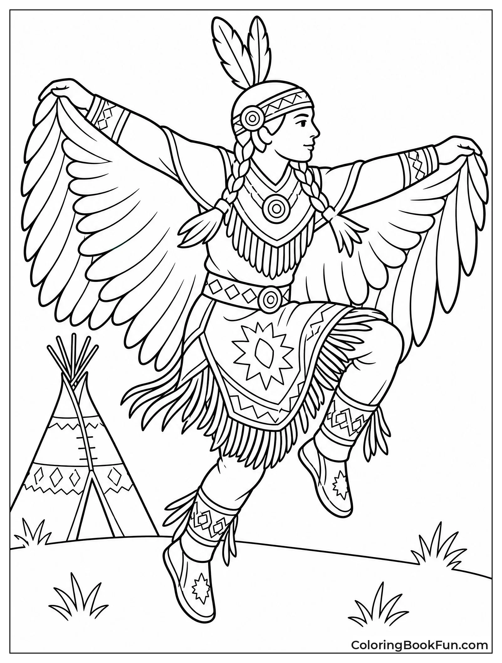 Dancer in Feathered Wings Mid Motion