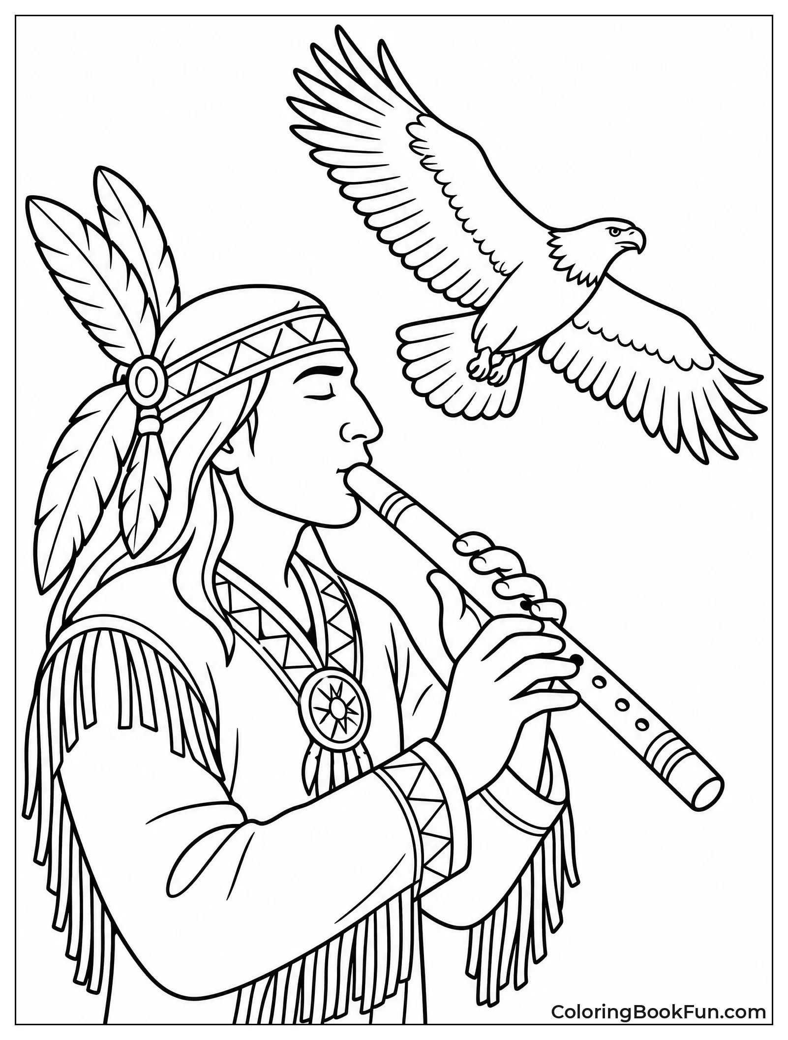 Man Playing Flute with Soaring Eagle